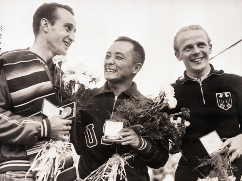 Diver Sammy Lee, the first American to win gold medals in platform diving in consecutive Olympic games, was also among the country's earliest "cultural ambassadors." (Bettmann Archive/Getty Images)