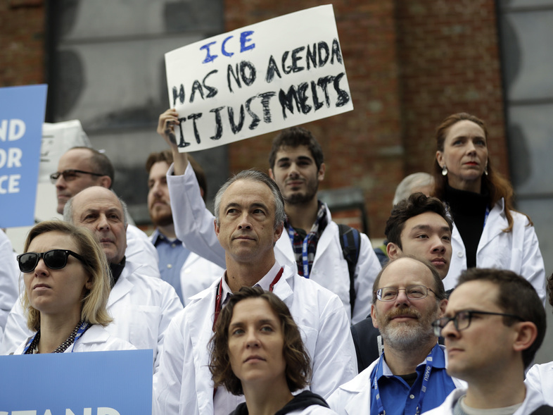 Scientists rally Tuesday in conjunction with the American Geophysical Union's fall meeting Tuesday in San Francisco. (Marcio Jose Sanchez/AP)