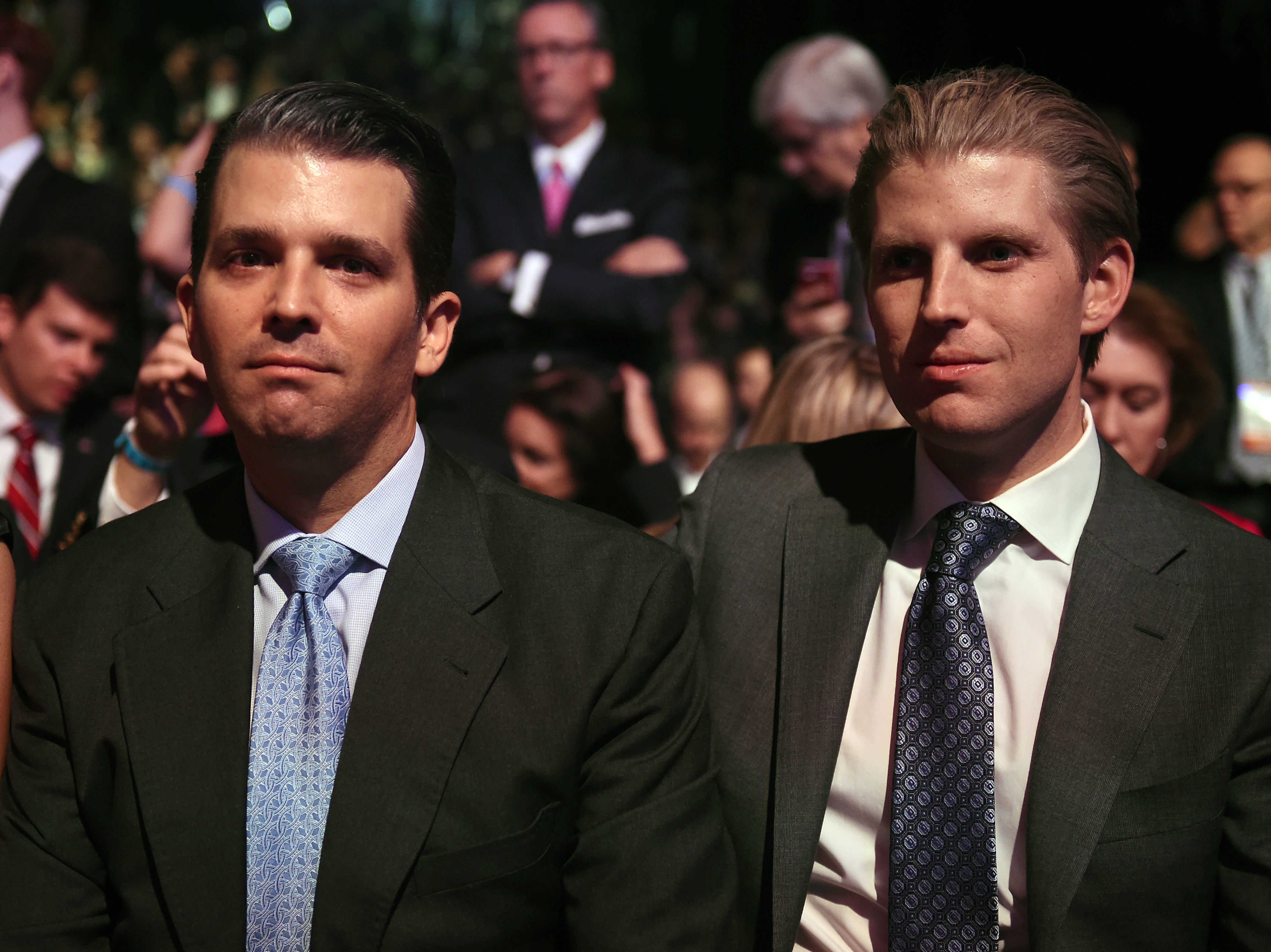 Donald Trump's sons, Donald Trump Jr. (left) and Eric Trump, were prominently mentioned in the online invitation to the Jan. 21 fundraiser. A spokeswoman for Trump transition team said the two men &quot;are not involved in any capacity&quot; with the event. (AFP/Getty Images)