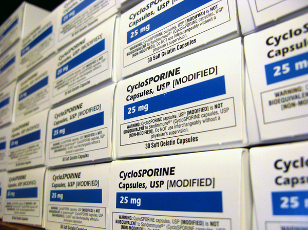 Cyclosporine is one of the drugs that organ transplant patients take so the body won't reject the organ.