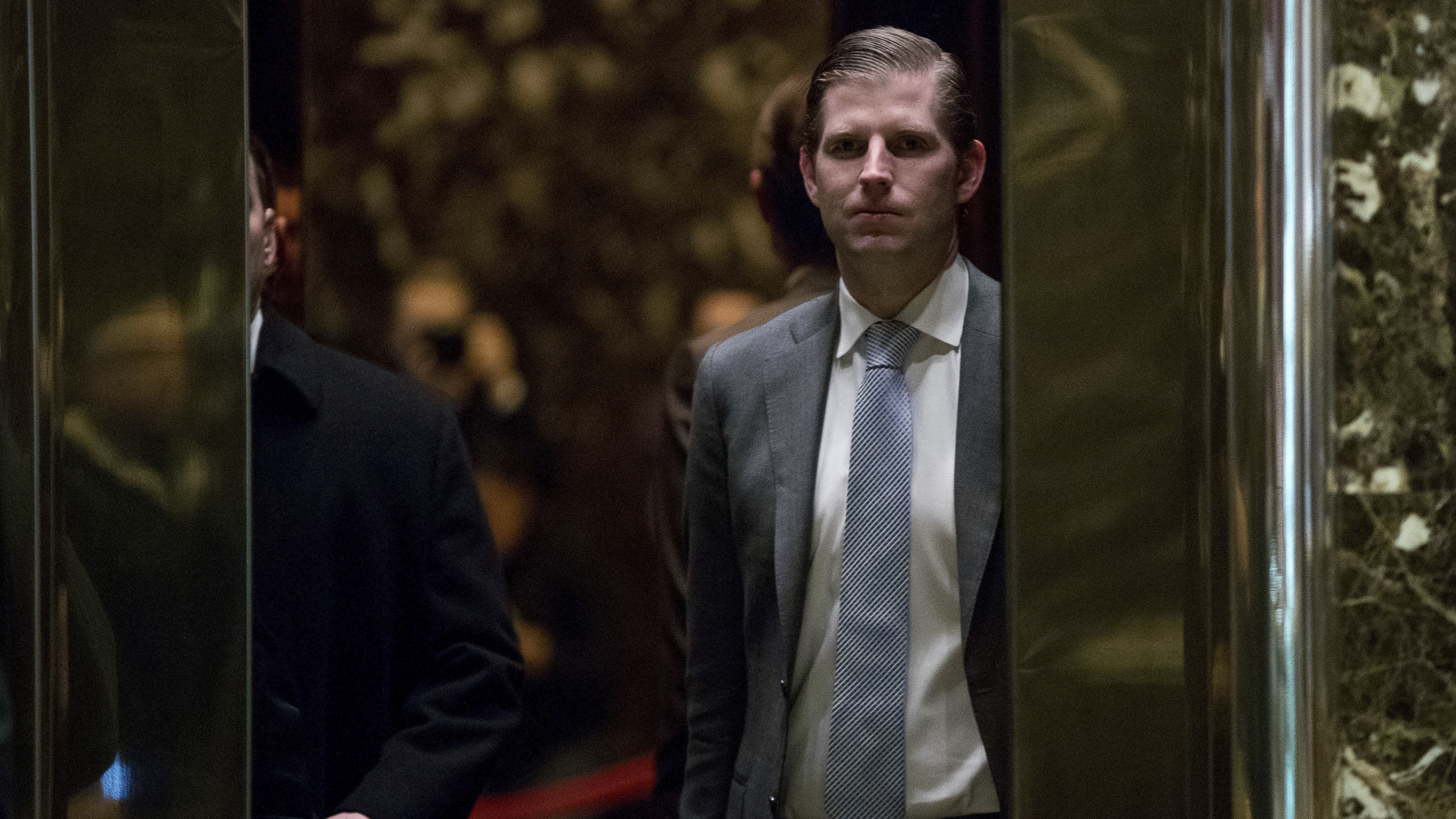 Eric Trump arrives at Trump Tower in New York on Dec. 8.