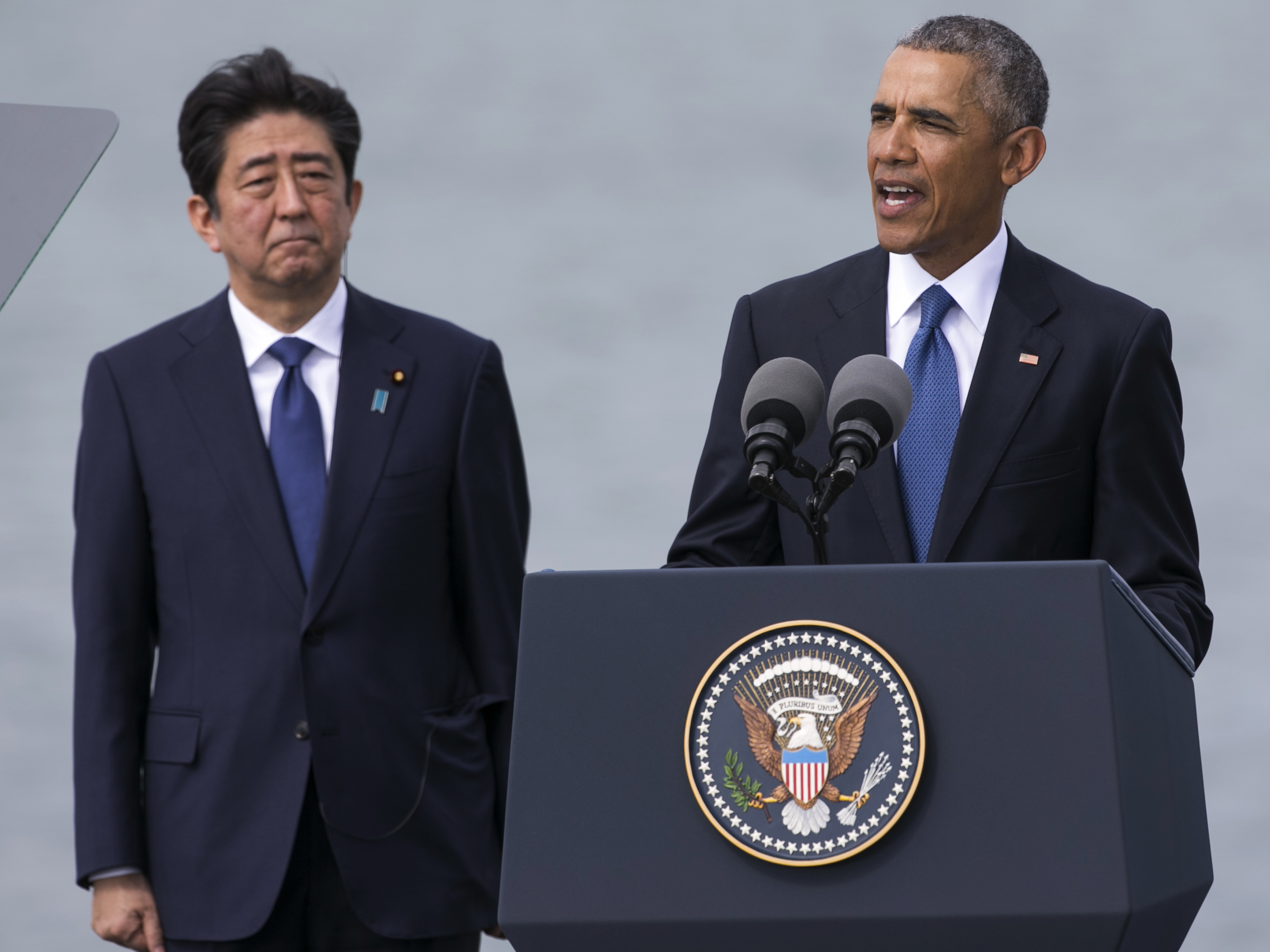 President Obama and Japanese Prime Minister Shinzo Abe made a historic appearance at Pearl Harbor on Tuesday. While Abe is not the first Japanese leader to visit the landmark, he's the first do so publicly and alongside a U.S. president.