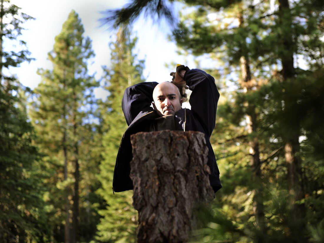 Neel Kashkari chopping wood.