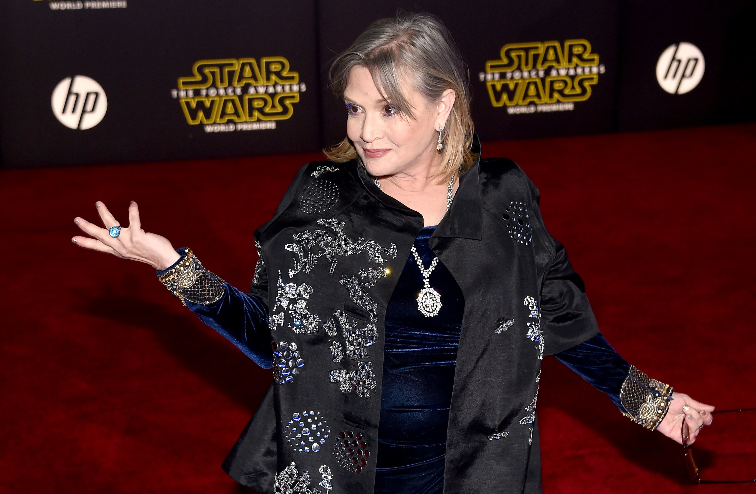 Carrie Fisher attends the premiere of Walt Disney Pictures and Lucasfilm's <em>Star Wars: The Force Awakens</em> in December 2015 in Hollywood, Calif. (Getty Images)