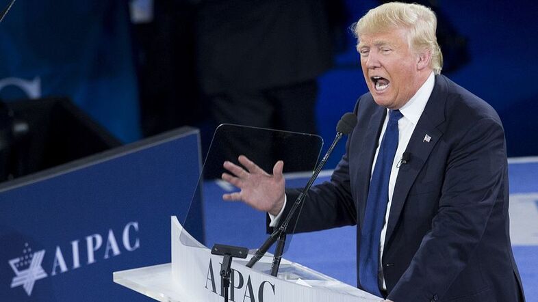 Donald Trump spoke at the American Israel Public Affairs Committee Conference in March when he was a candidate for the GOP presidential nomination. (Saul Loeb /AFP/Getty Images)