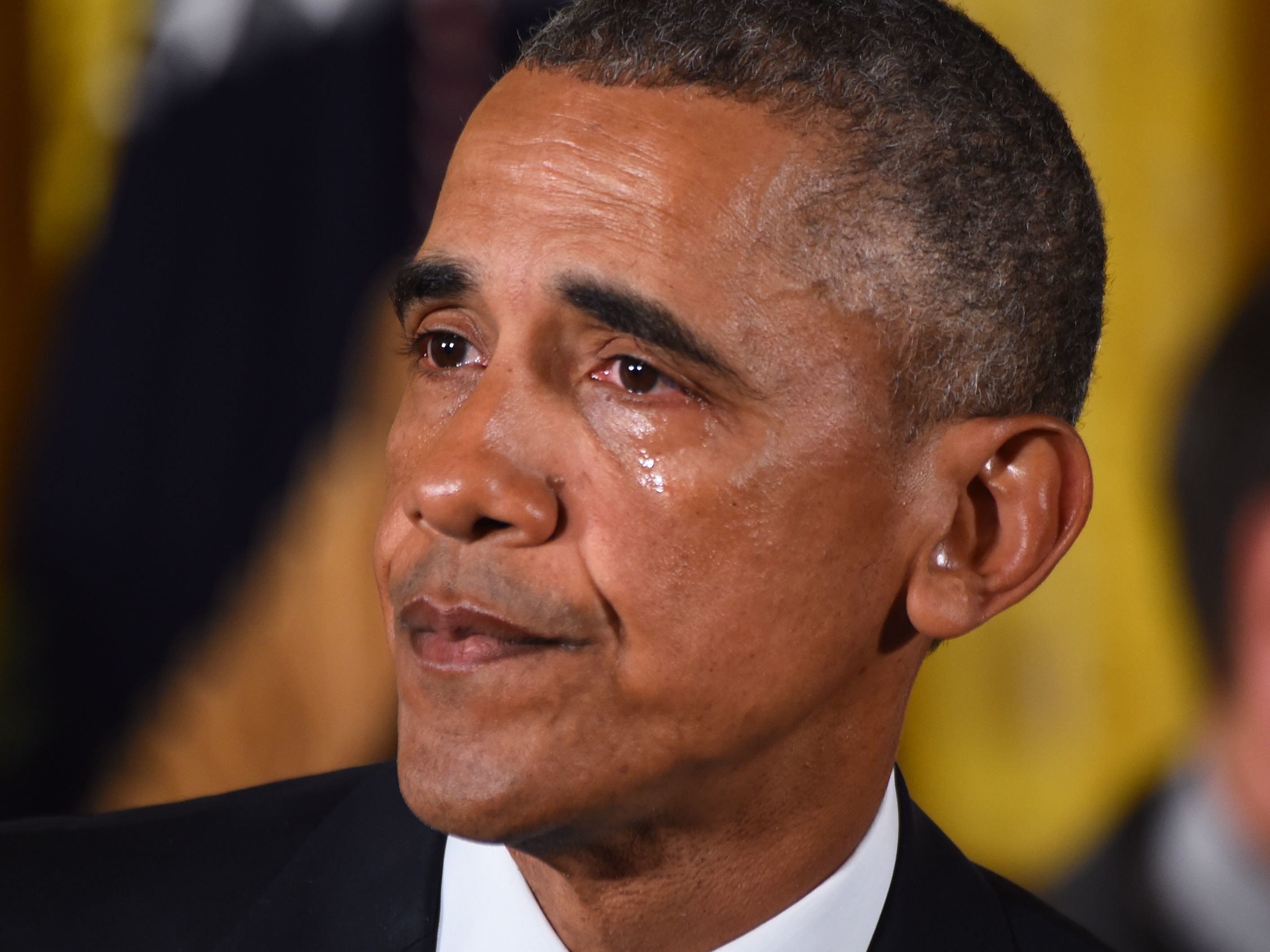 President Barack Obama gets emotional as he delivers a statement on executive actions to reduce gun violence on January 5, 2016 at the White House in Washington, DC. (Jim Watson/AFP/Getty Images)