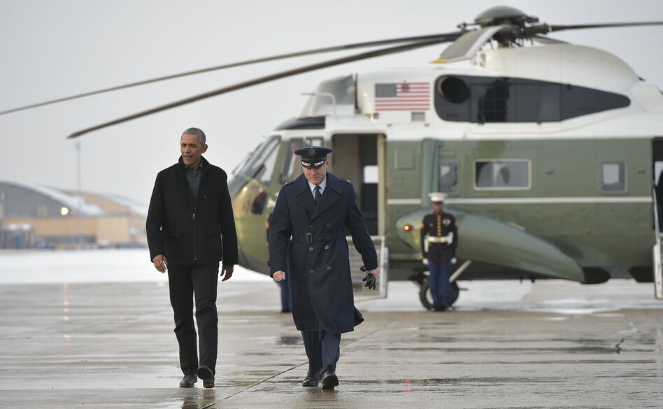 President Obama, seen on his way to board Air Force One, will deliver his farewell address on Tuesday night in Chicago. (Mandel Ngan/AFP/Getty Images)
