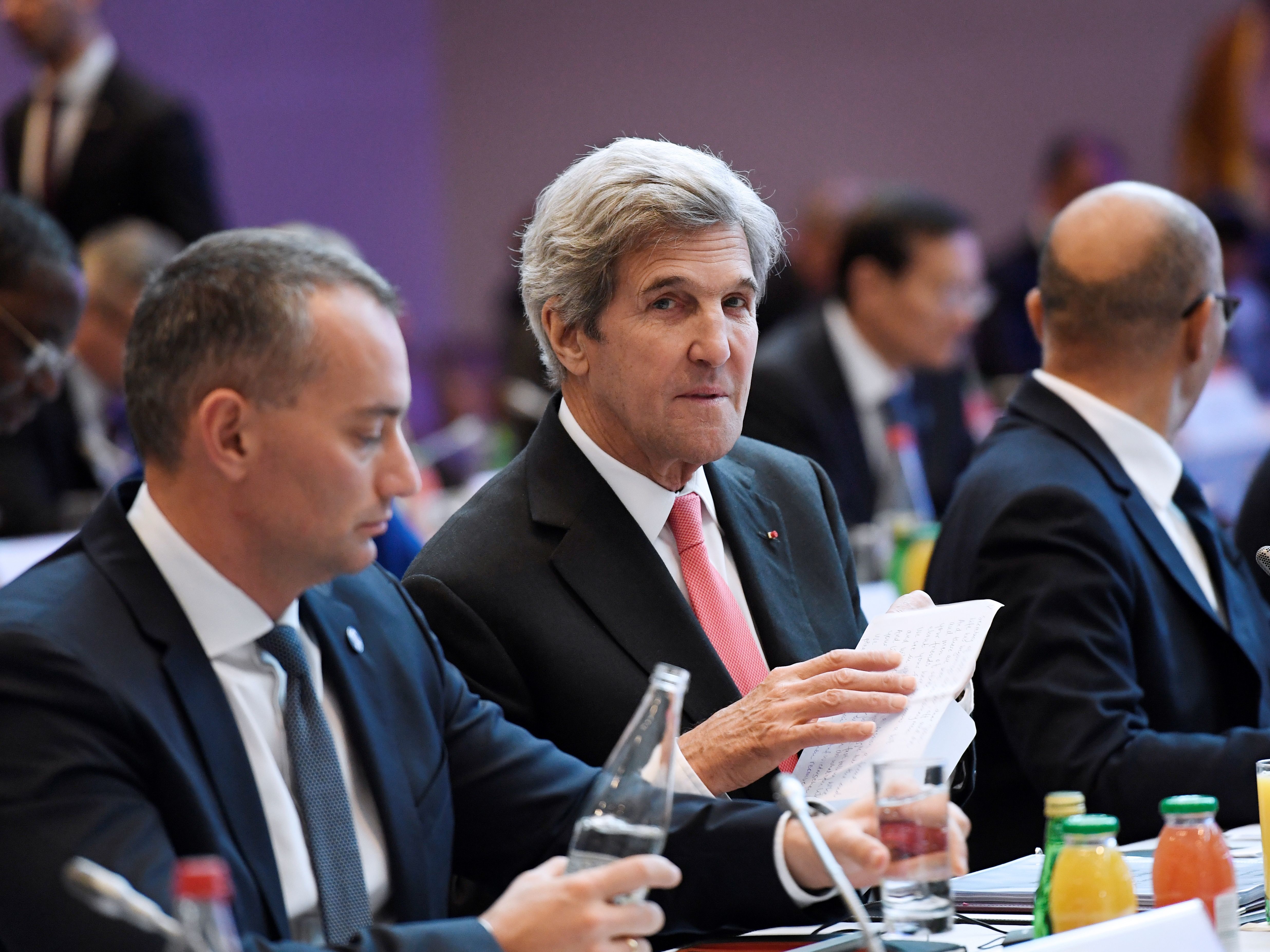 U.S. Secretary of State John Kerry attends the peace conference in Paris on Sunday. Foreign ministers and representatives from about 70 countries are seeking to revive the moribund Israeli-Palestinian peace process. (AFP/Getty Images)