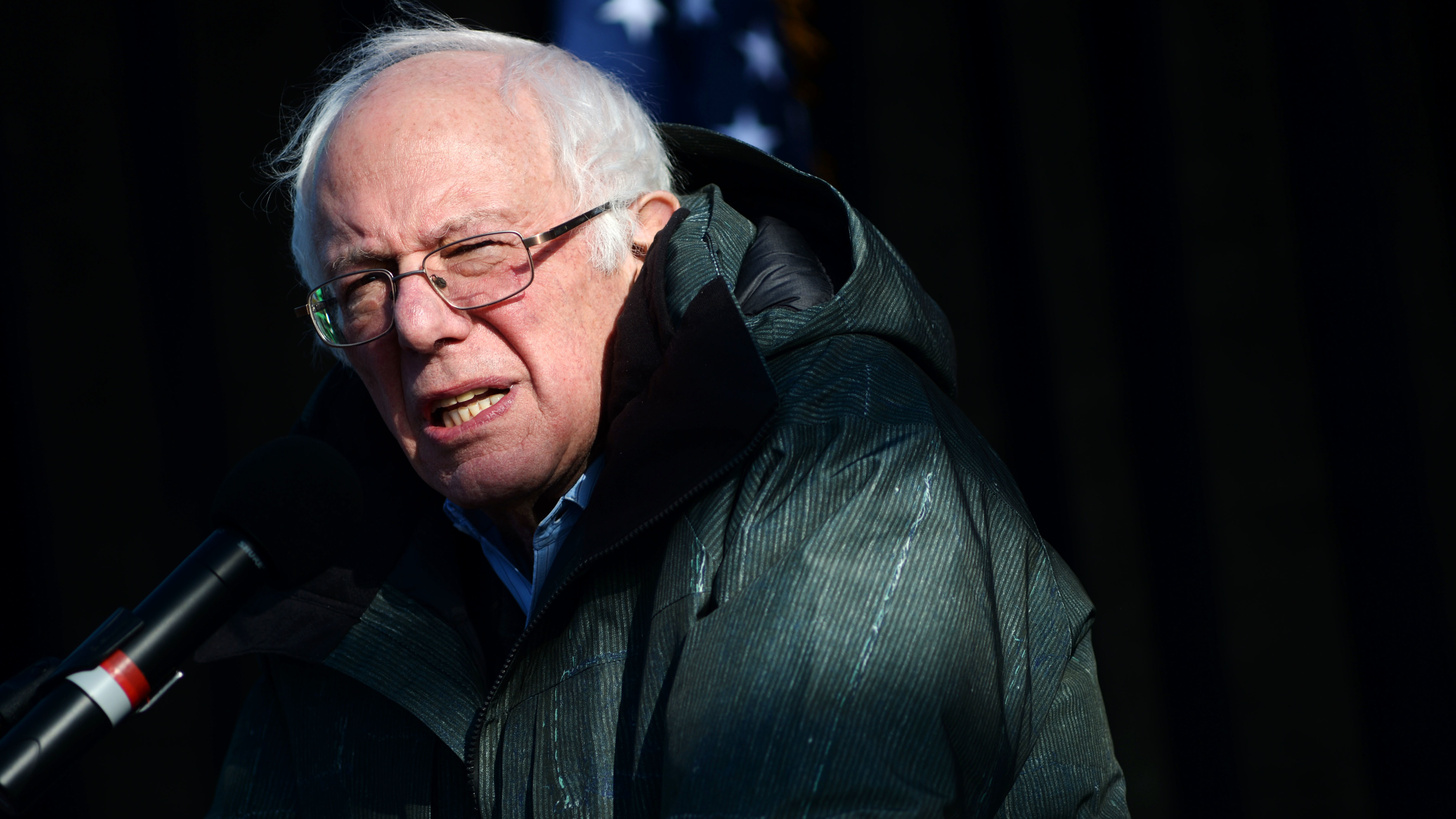 Sen. Bernie Sanders, I-Vt., stands on stage during the &quot;Our First Stand: Save Health Care&quot; rally at Macomb Community College in Warren, Mich., on Sunday. (Getty Images)