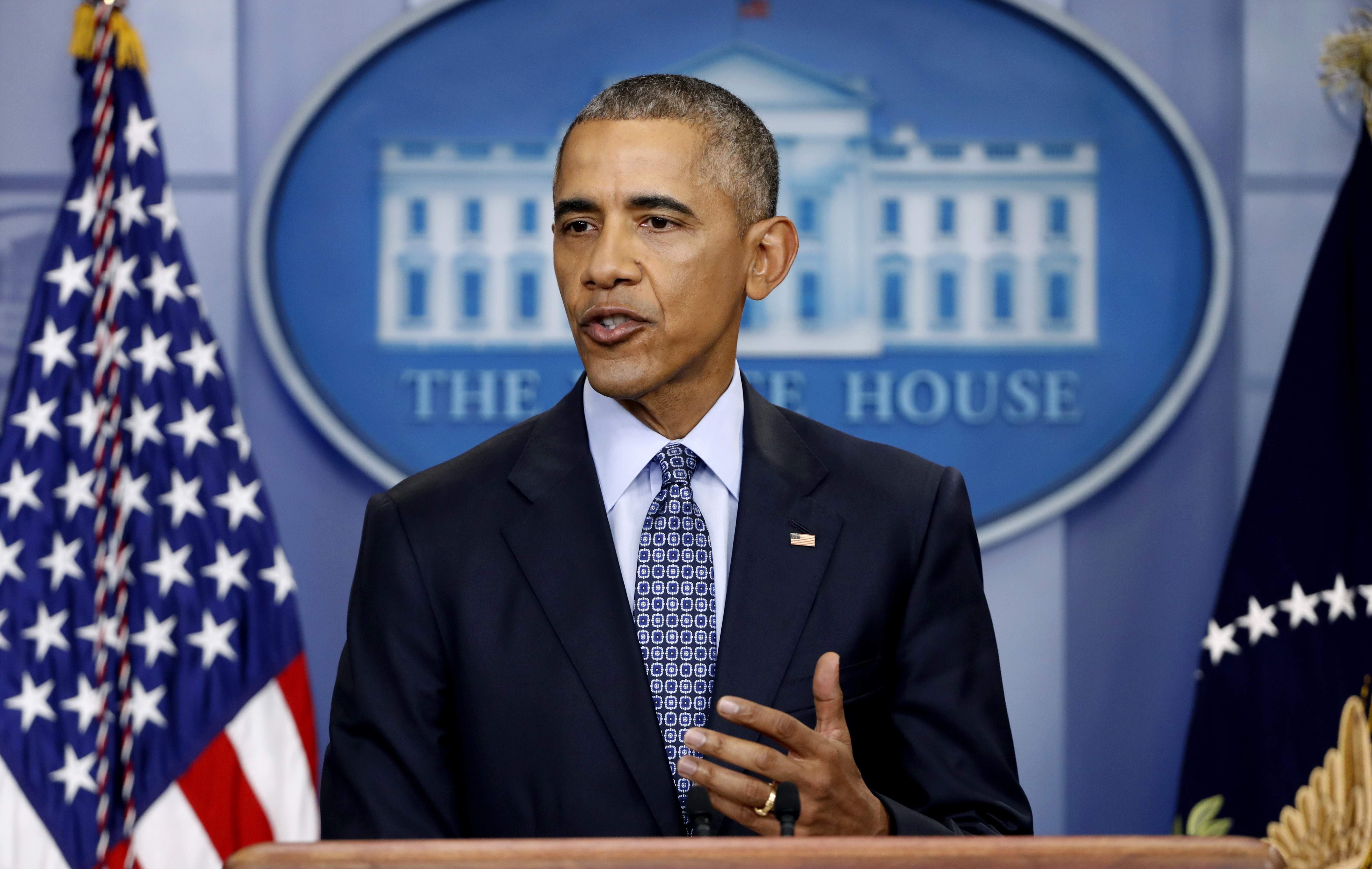 President Obama speaks during his final presidential news conference Wednesday in the briefing room of the White House. (AP)