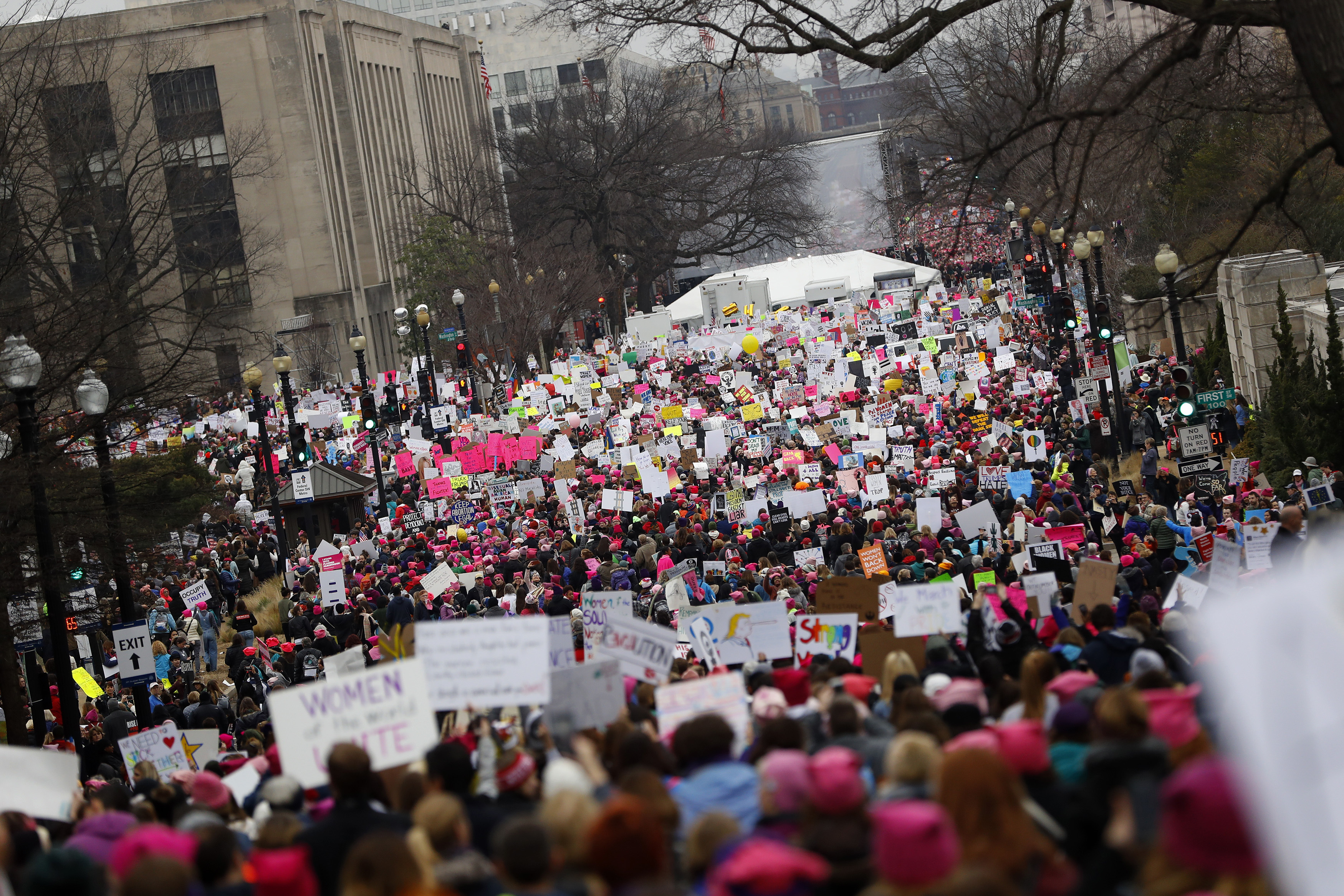 A crowd fills Independence Avenue during Saturday's Women's March on Washington in D.C. (Getty Images)