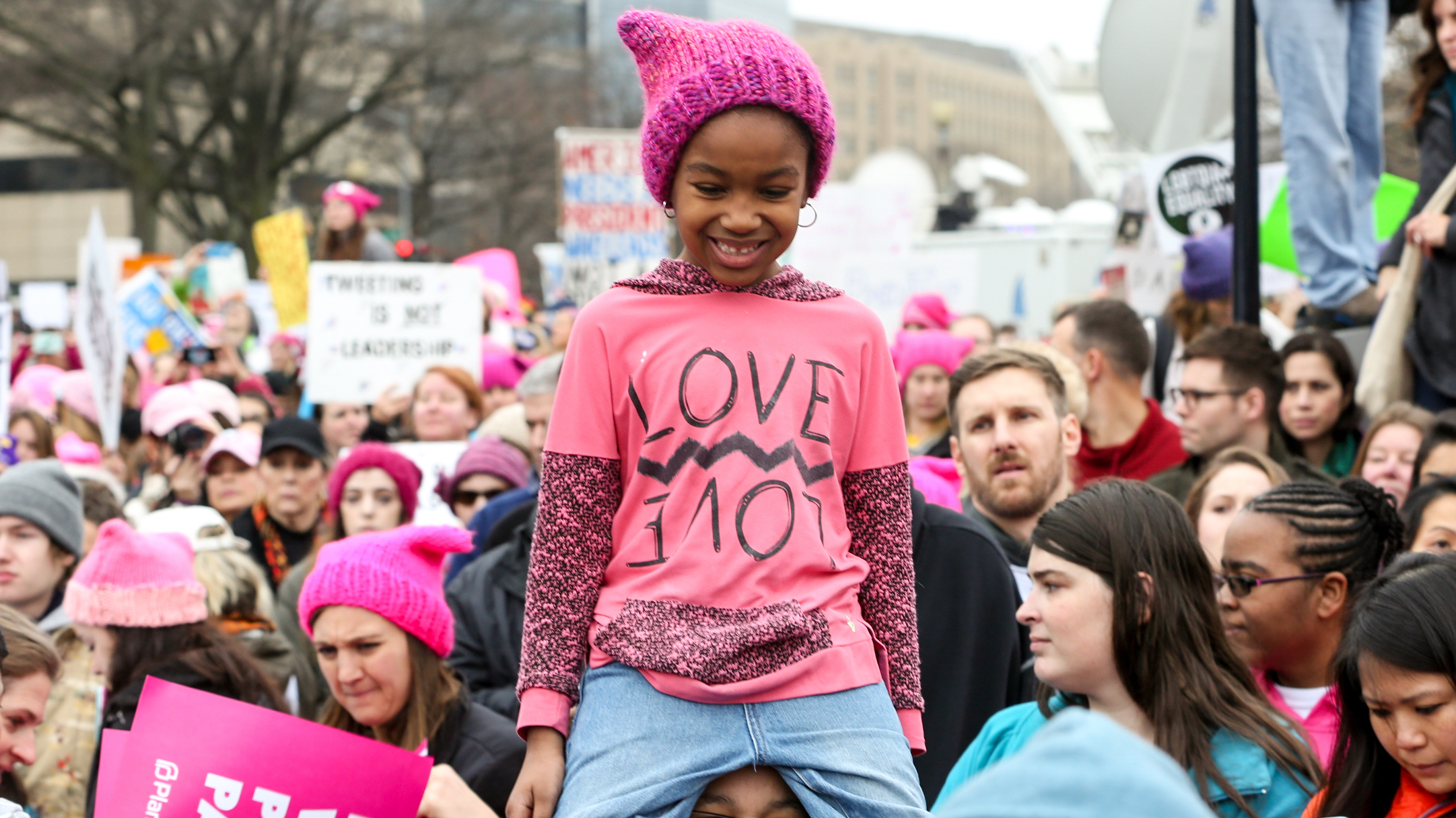 Sarah and her mom, Tamara, traveled from Detroit to be at the Women's March on Washington. (NPR)