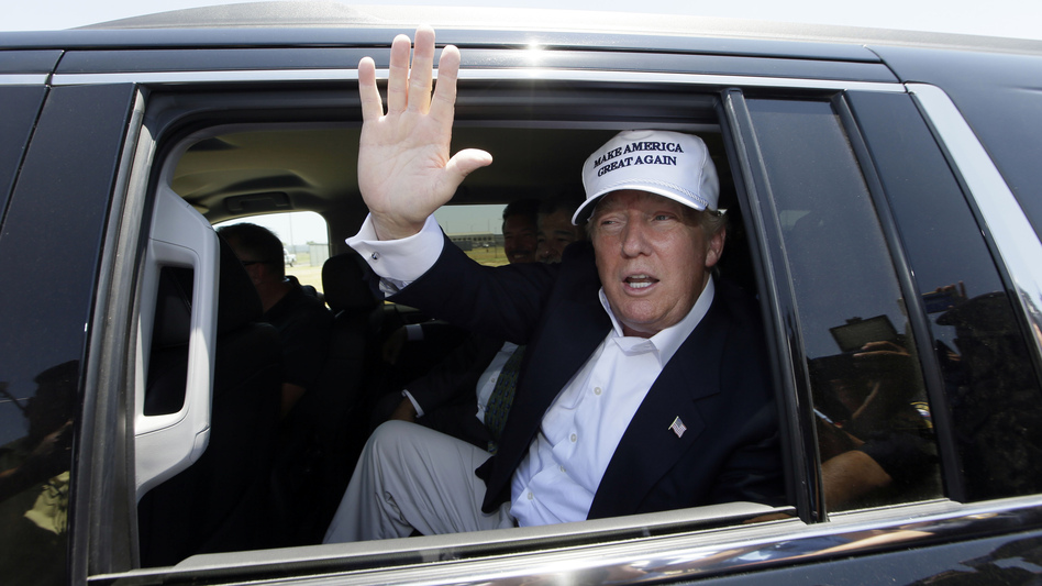Then-candidate Donald Trump tours the World Trade International Bridge at the U.S.-Mexico border in Laredo, Texas, in 2015. (LM Otero/AP)