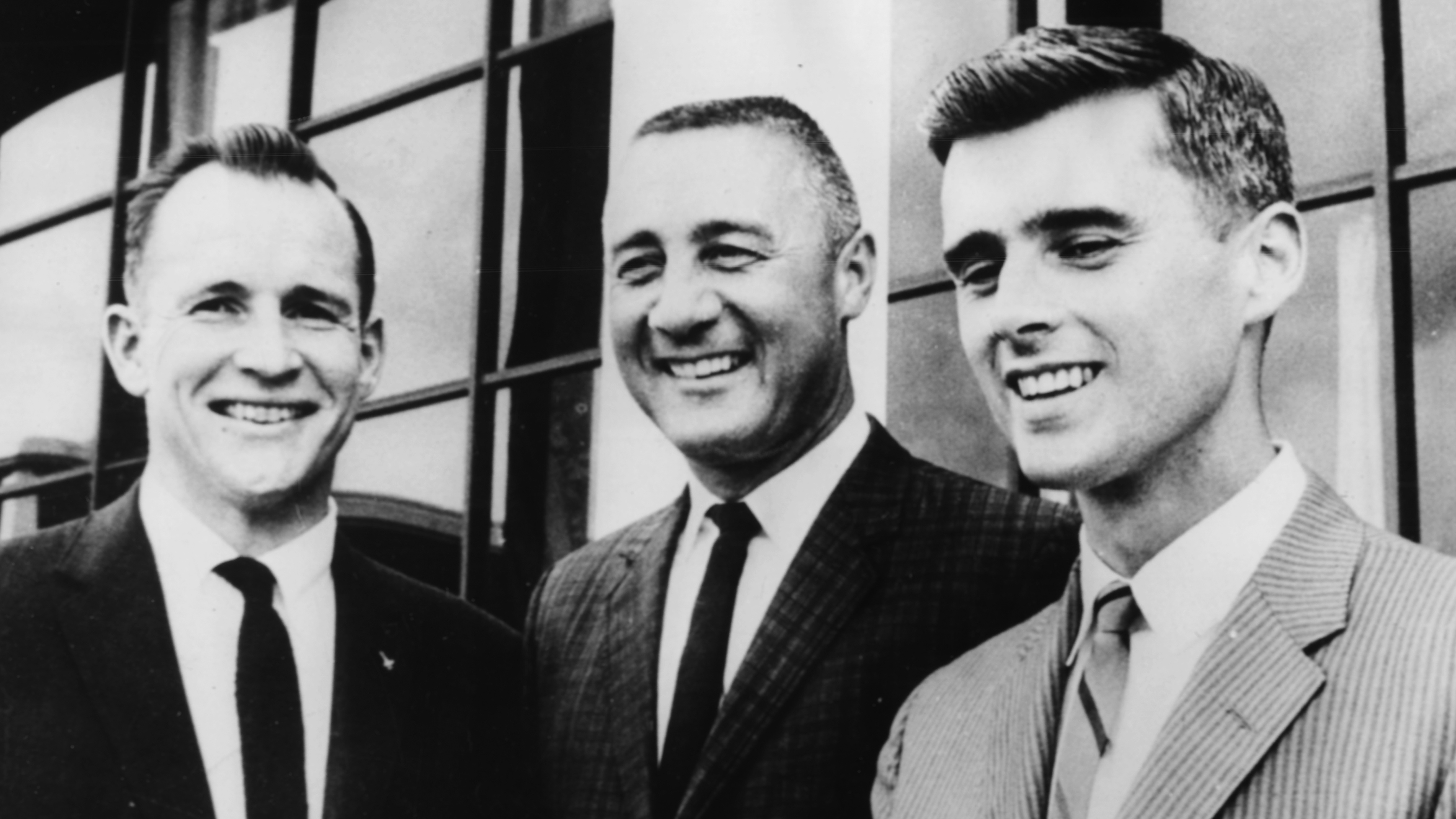 Apollo 1 astronauts Ed White (from left), Gus Grissom and Roger Chaffee, 1967. The astronauts died as a result of a fire in the cockpit during a training session on Jan. 27, 1967.