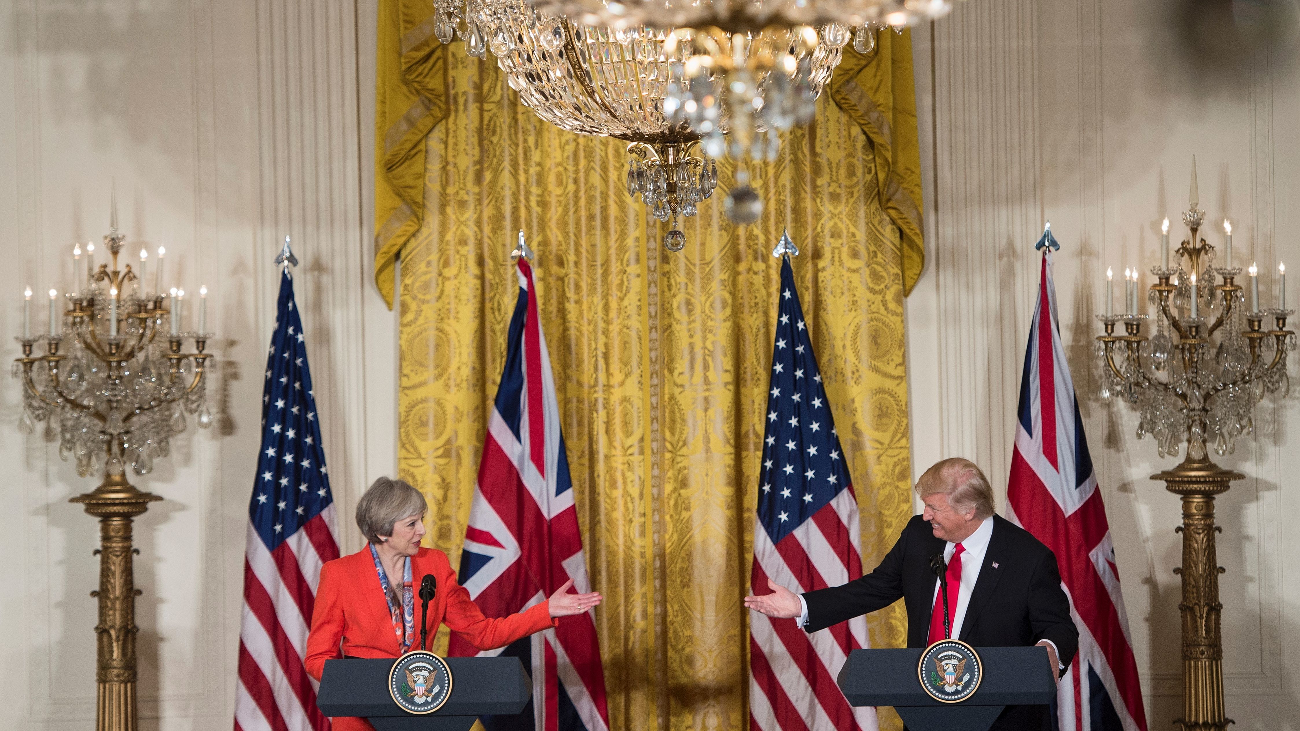 President Trump and British Prime Minister Theresa May hold a joint press conference at the White House on Friday.