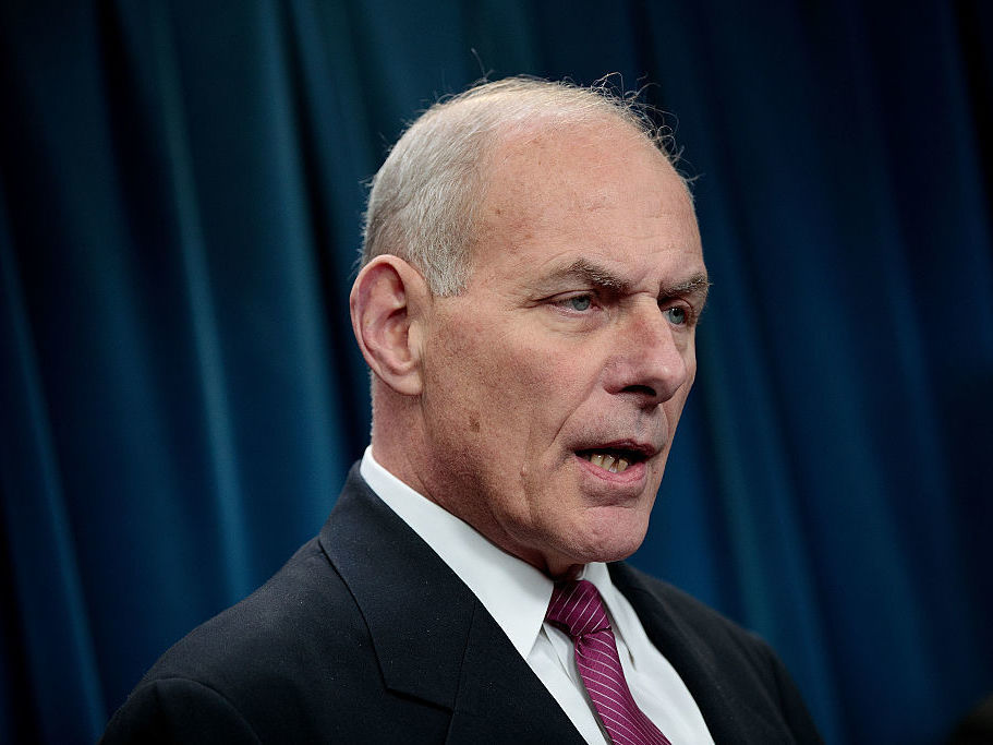 Secretary of Homeland Security John Kelly answers questions during a news conference on Tuesday in Washington, D.C. (Getty Images)