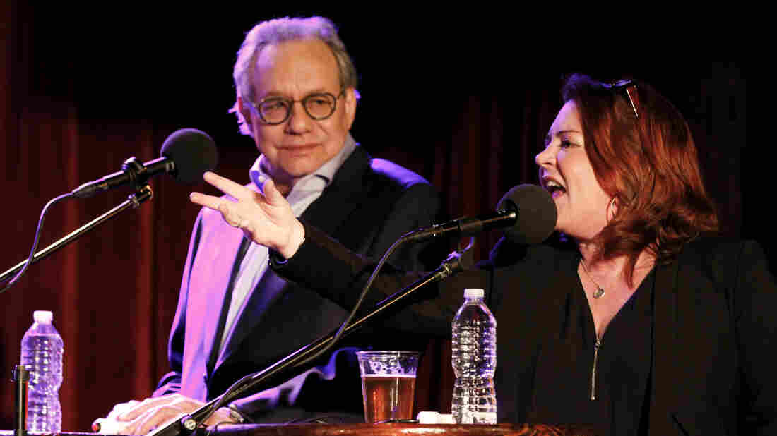 Kathleen Madigan with surprise guest Lewis Black on Ask Me Another at the Bell House in Brooklyn, New York.