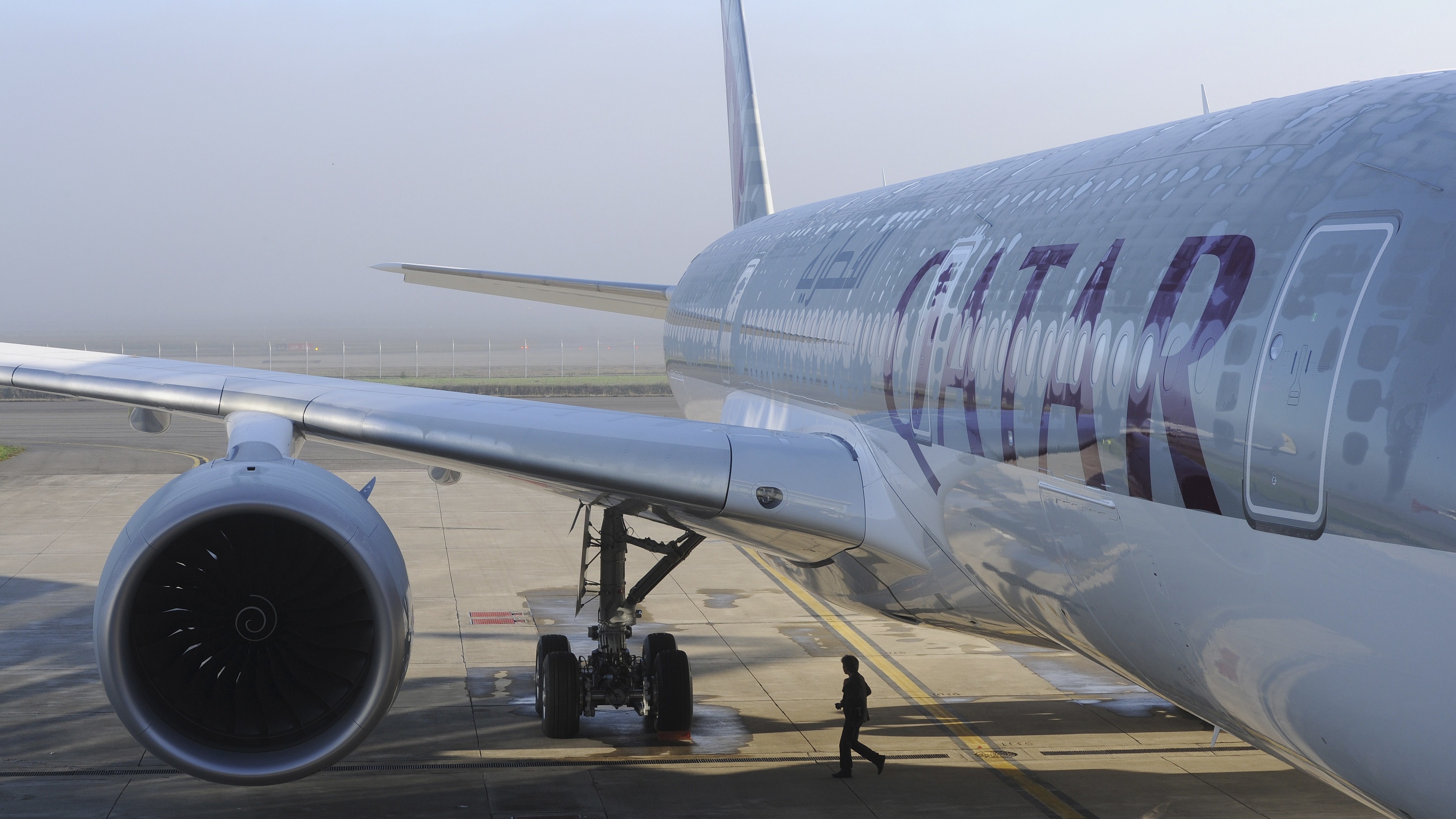 An Airbus A350-900 for Qatar Airways in 2014 in France. Qatar Airways is among the airlines that have announced they will resume boarding travelers affected by President Trump's executive order. (AFP/Getty Images)