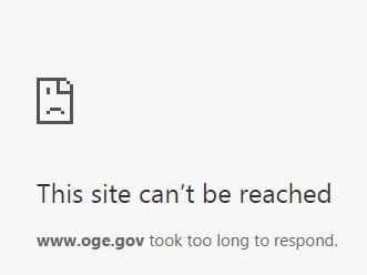 The Office of Government Ethics website was down on Thursday, after White House counselor Kellyanne Conway urged people to buy Ivanka Trump's products, potentially violating federal ethics rules. (Office of Government Ethics/Screenshot by NPR)
