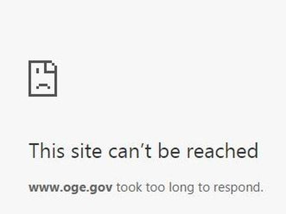 The Office of Government Ethics website was down on Thursday, after White House counselor Kellyanne Conway urged people to buy Ivanka Trump's products, potentially violating federal ethics rules. (Office of Government Ethics/Screenshot by NPR)