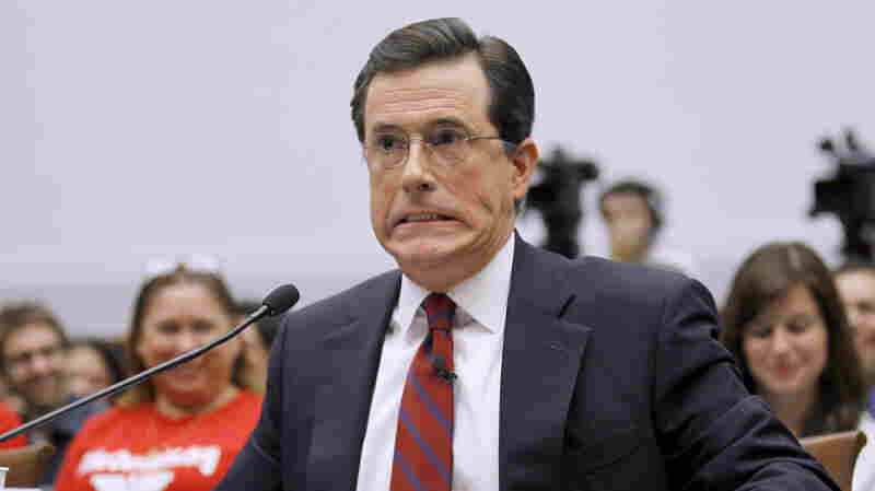 This is not a photo of Stephen Colbert answering the questions we planned to ask Lena Dunham, but rather, testifying before the House Immigration, Citizenship, Refugees, Border Security and International Law subcommittee in September 2010. His face kind of looked the same, though.