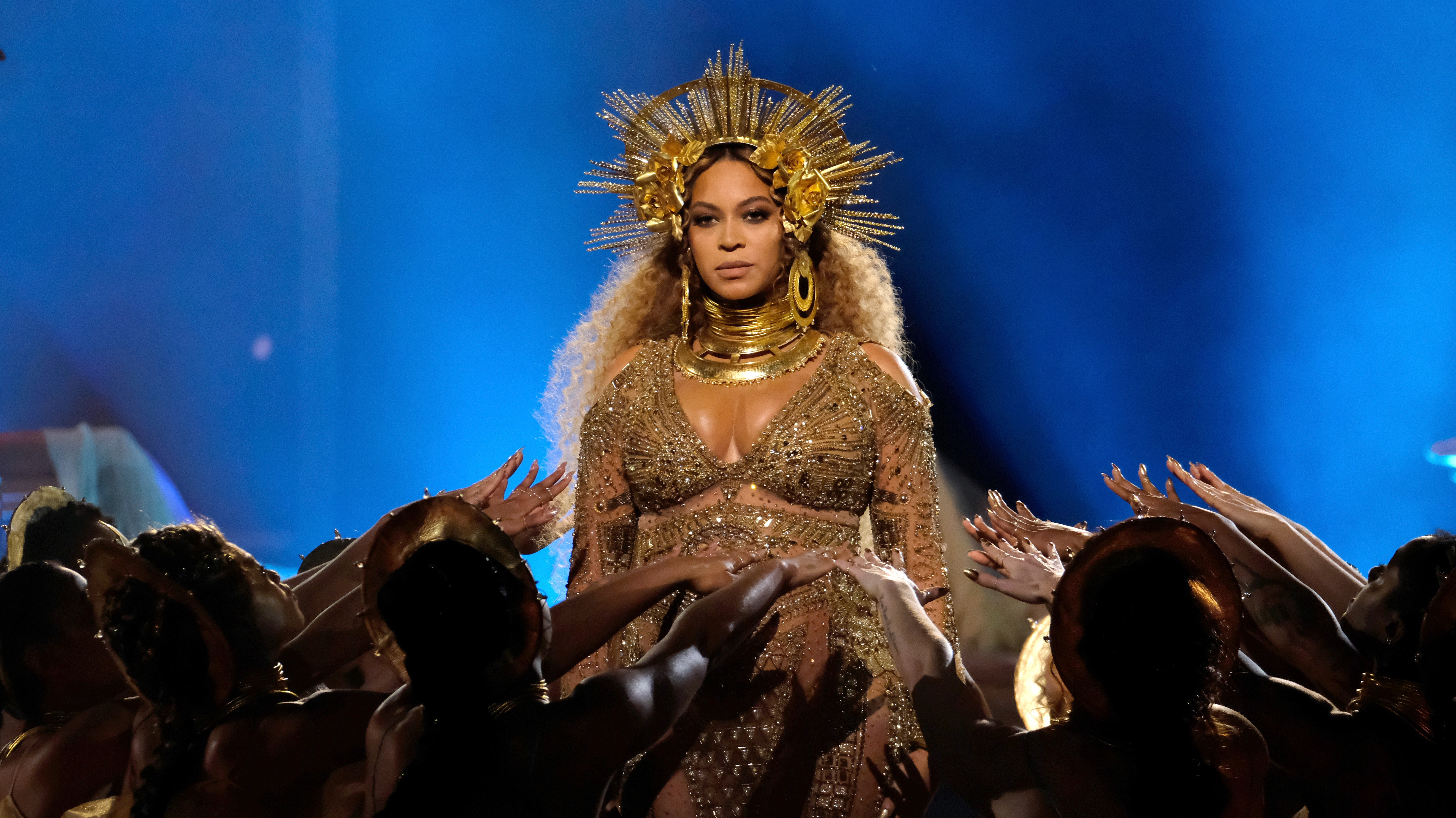 Beyoncé performs at the Grammy Awards on Sunday, February 12. She won the award for best urban contemporary album, but was shut out of the major categories, which were all given to Adele. (Getty Images for NARAS)