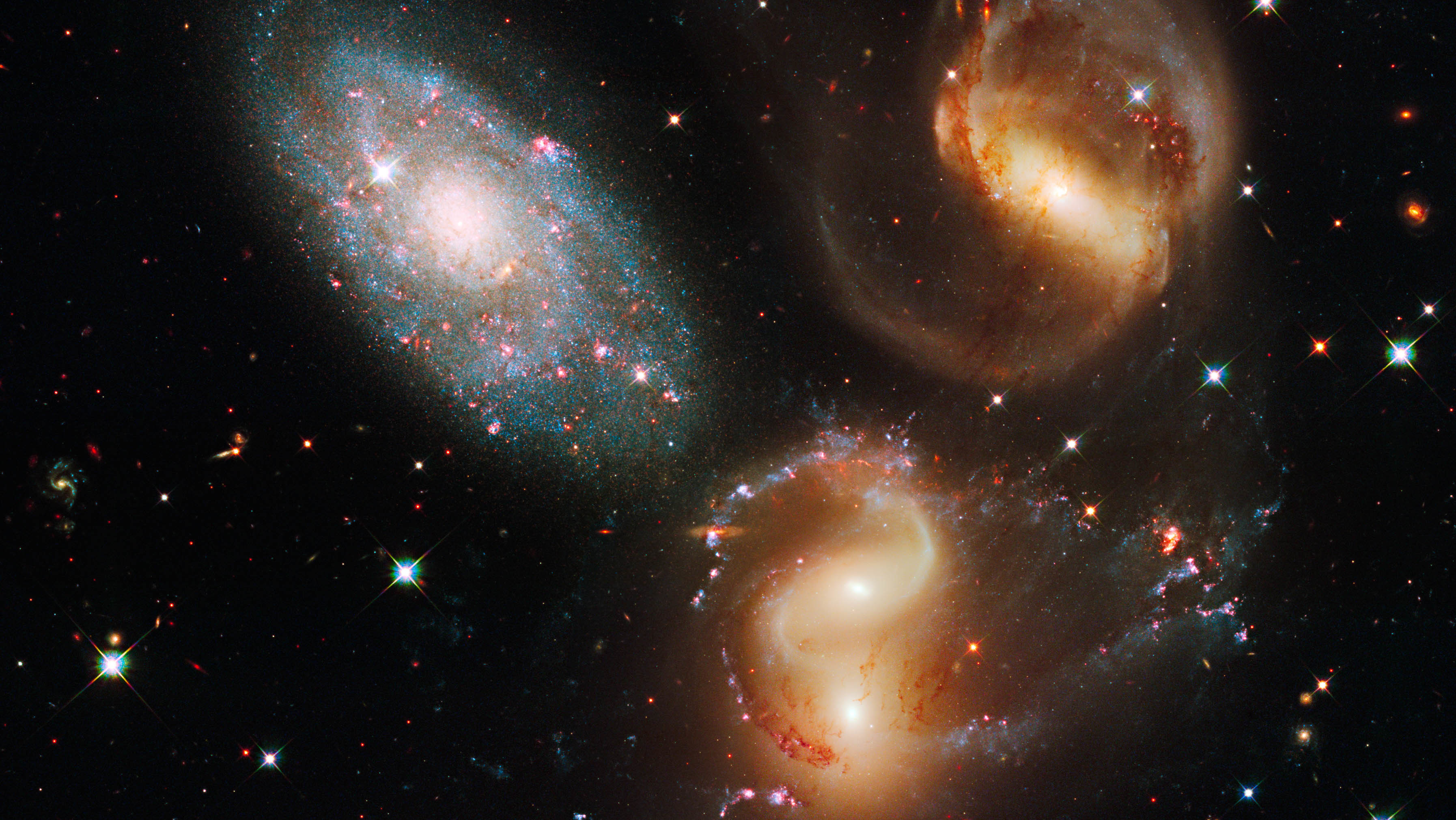 This image made by the NASA/ESA Hubble Space Telescope shows part of a group of five galaxies known as Stephan