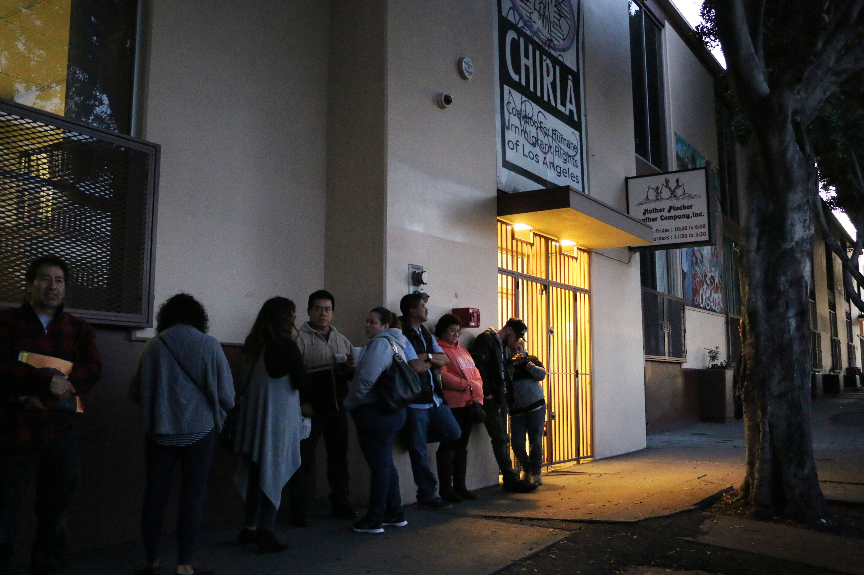 Lines for citizenship and other immigration services have been forming as early as 6 a.m. outside the office of the Coalition for Humane Immigrant Rights of Los Angeles. (NPR)