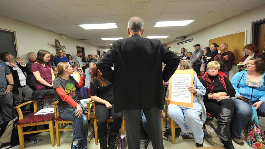Sen. Chuck Grassley, R-Iowa, speaks during a town hall meeting at the Hancock County Courthouse on Tuesday in Garner, Iowa. (Getty Images)