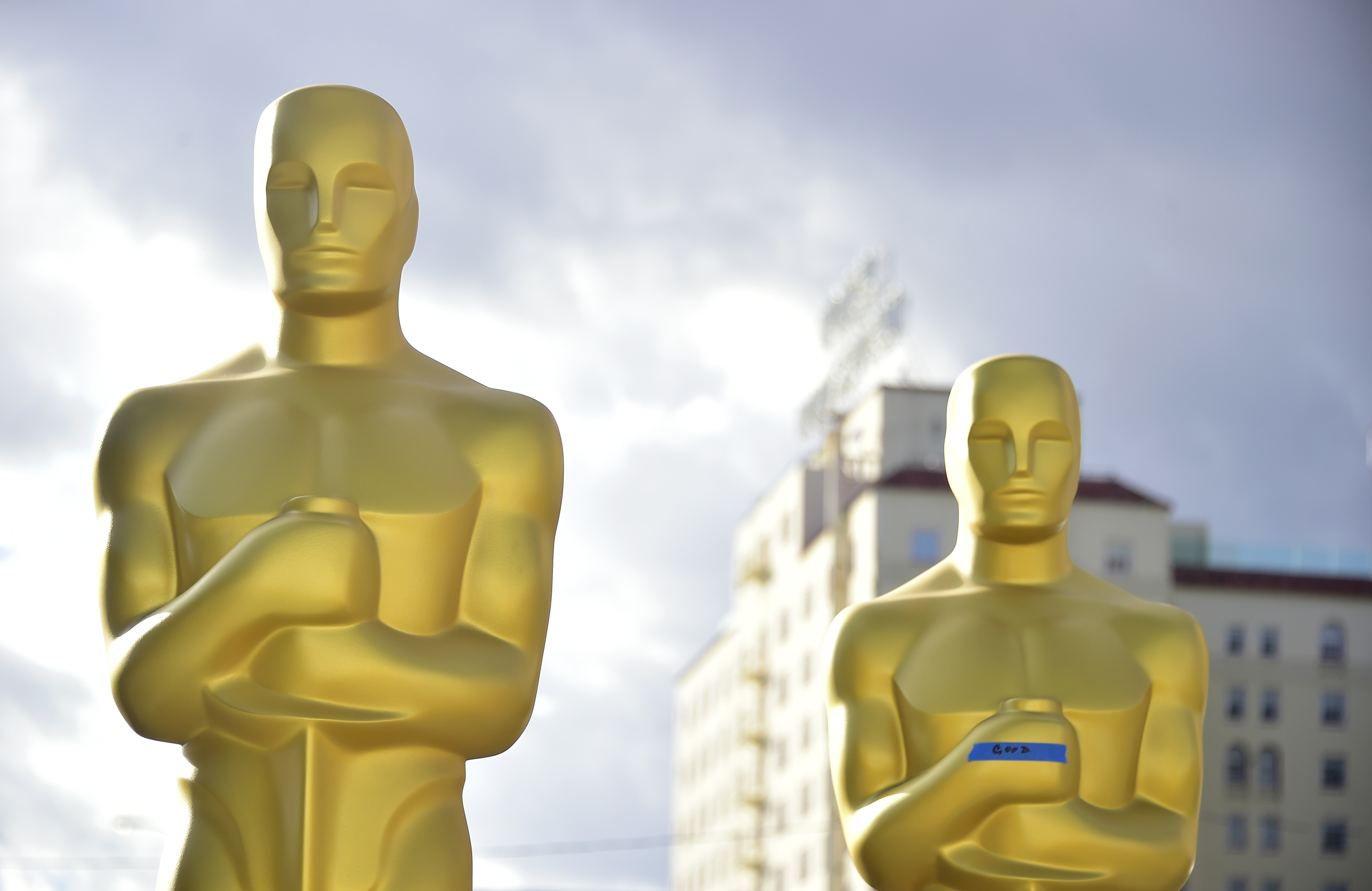 Oscar statues in a Hollywood back lot getting a last touch-up before the 89th Academy Awards on Sunday. (AFP/Getty Images)