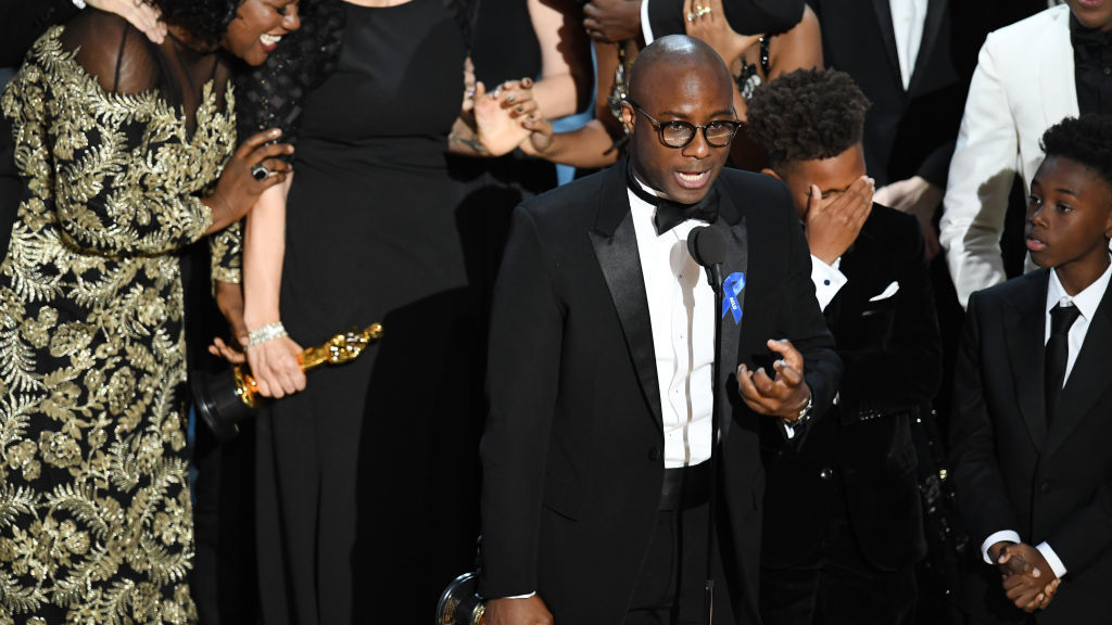 Barry Jenkins accepts the Academy Award for best picture for <em>Moonlight</em>. (Getty Images)
