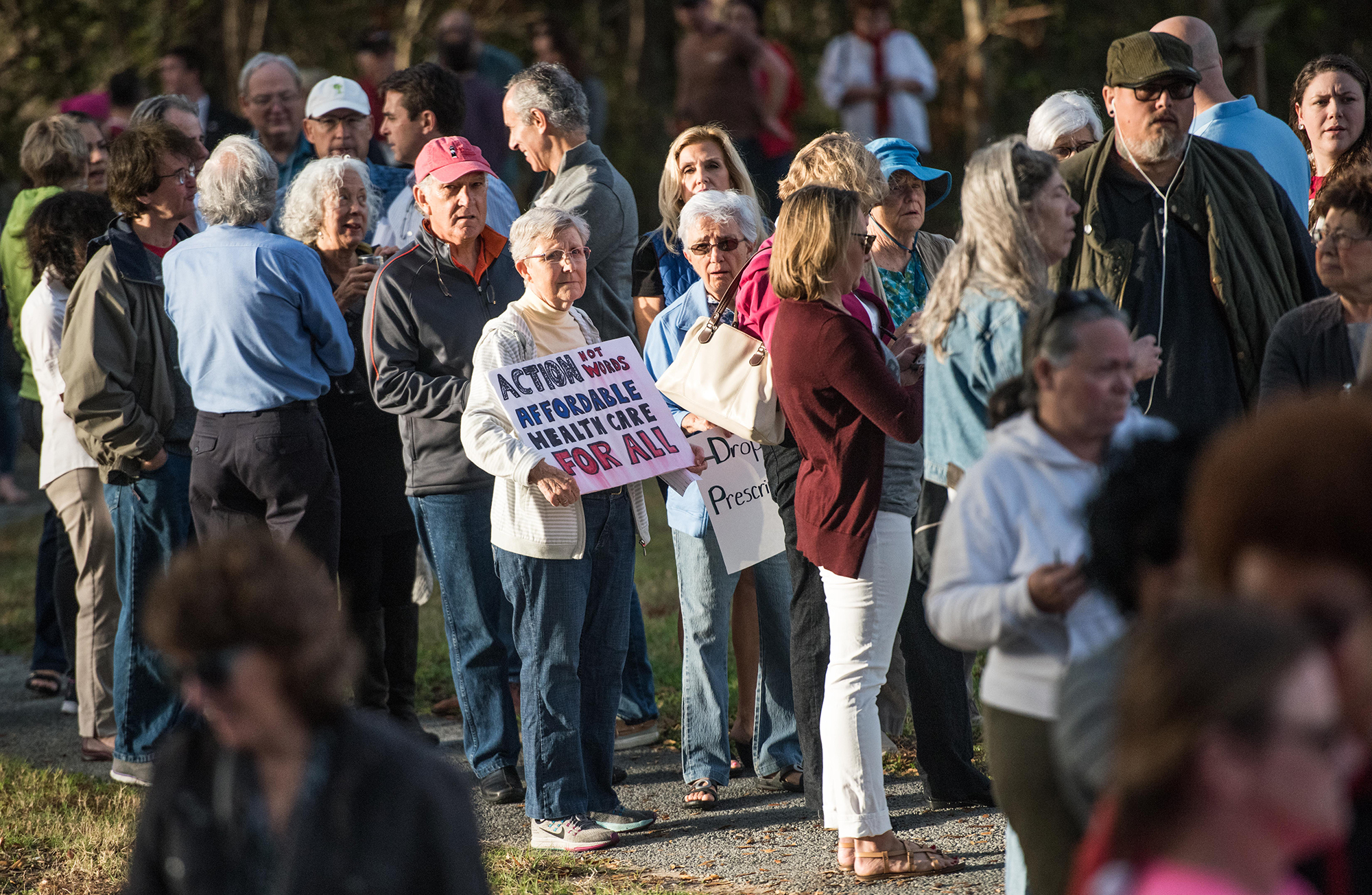 People are talking about the ACA at town hall meetings around the nation, like this one with Republican Sen. Tim Scott of South Carolina last month. (Getty Images)