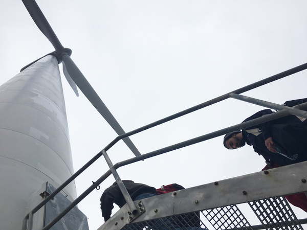 Climbing the TSTC wind turbine in Sweetwater.