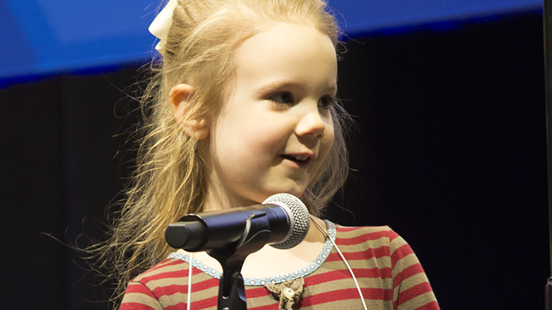 Edith Fuller, 5, outlasted much older competitors in a regional spelling bee, earning a spot in the Scripps National Spelling Bee in May. (KJRH, Tulsa)