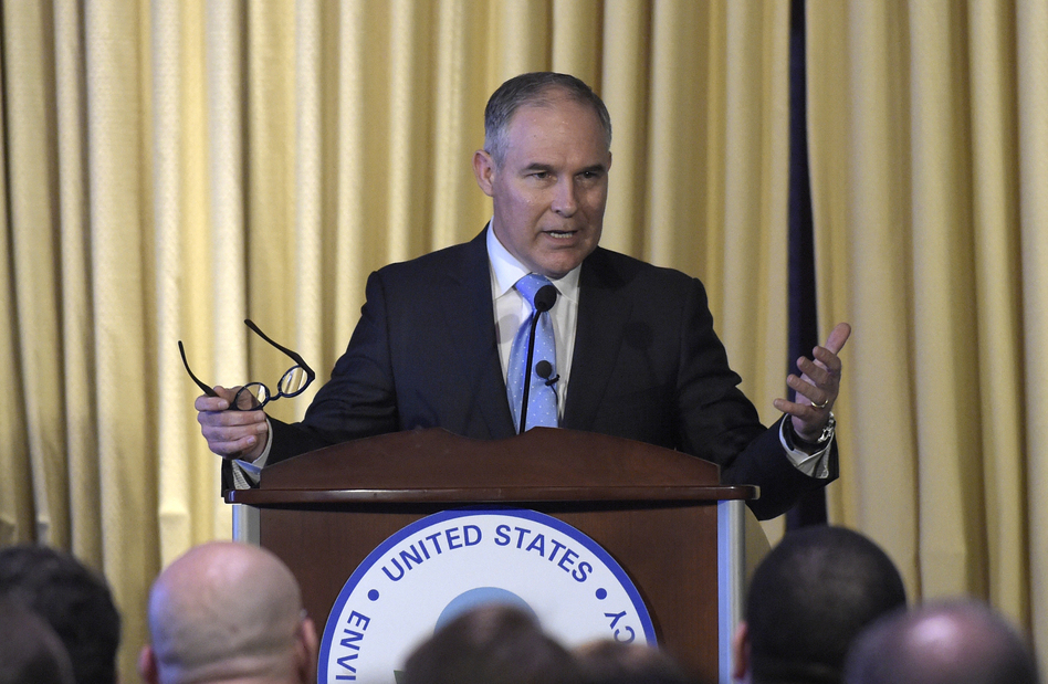 Scott Pruitt's comments on carbon dioxide come just over two weeks after he took the helm of the Environmental Protection Agency, the agency with the authority to regulate CO2 and other greenhouse gases as pollutants. (Susan Walsh/AP)