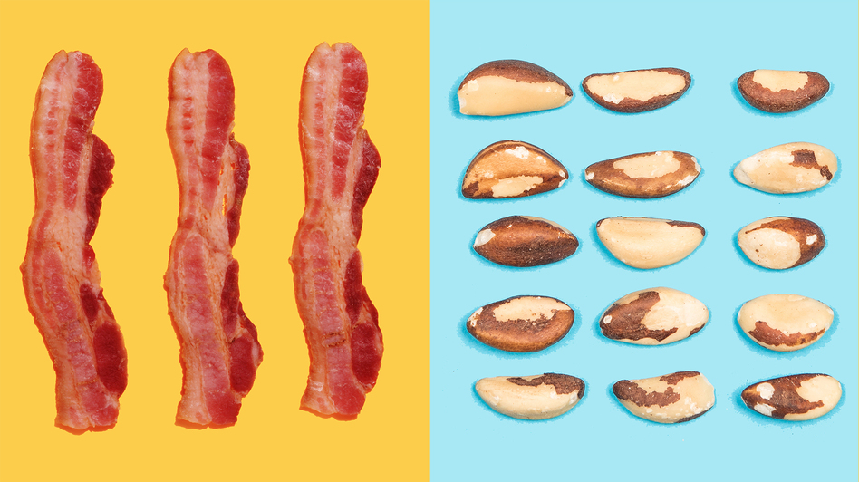 Eating too much bacon, or too few whole grains, nuts and seeds, can influence your risk of death from heart disease. Nearly half of all deaths from heart disease and Type 2 diabetes are linked to diet. (Paul Taylor/Getty Images, John Lawson/Belhaven/Getty Images)