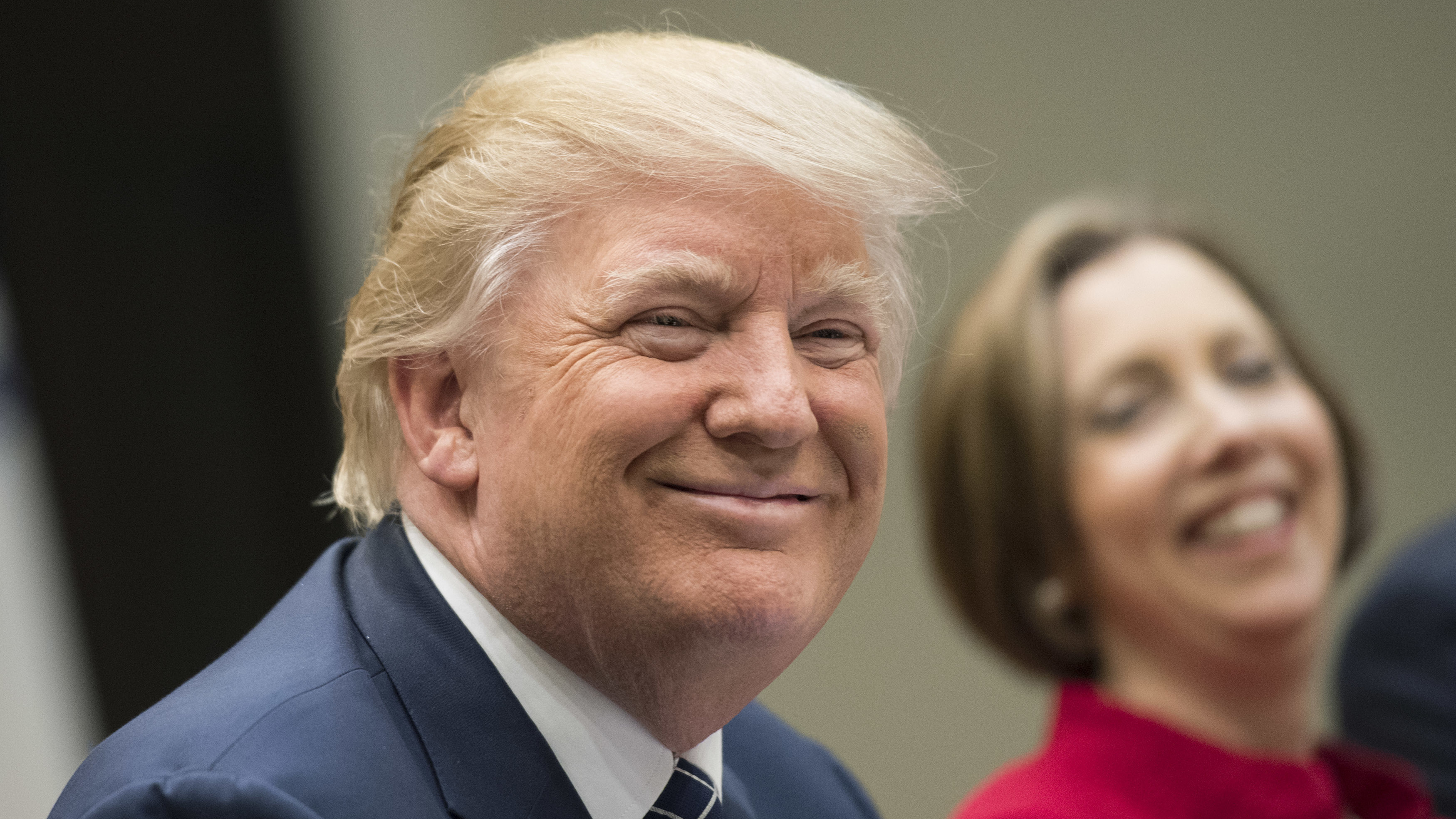 President Trump holds a National Economic Council listening session with the CEOs of small and community banks at the White House on Thursday. (Getty Images)