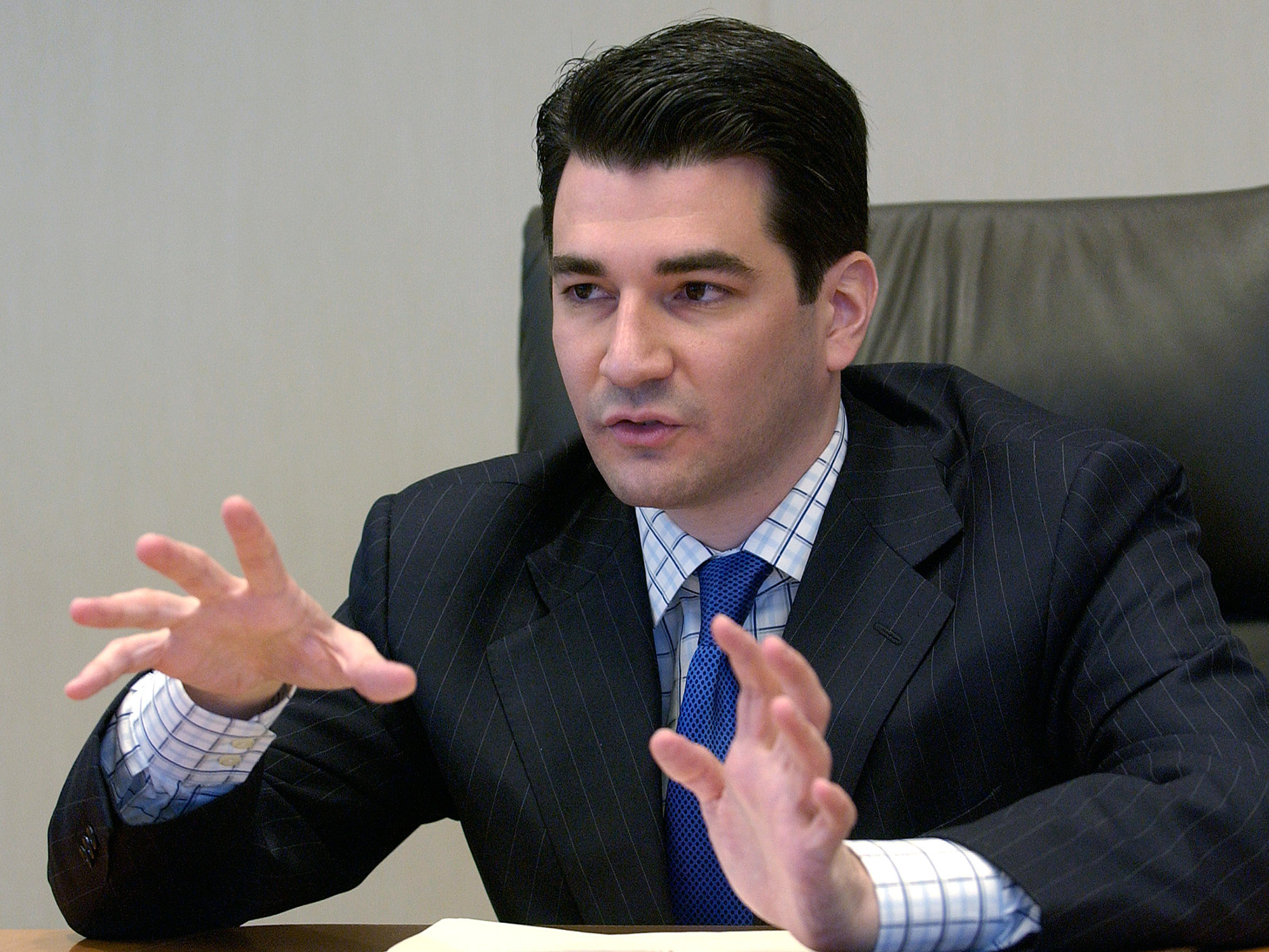 Scott Gottlieb FDA deputy commissioner for policy speaks to reporters at the Reuters Health summit in New York in 2005