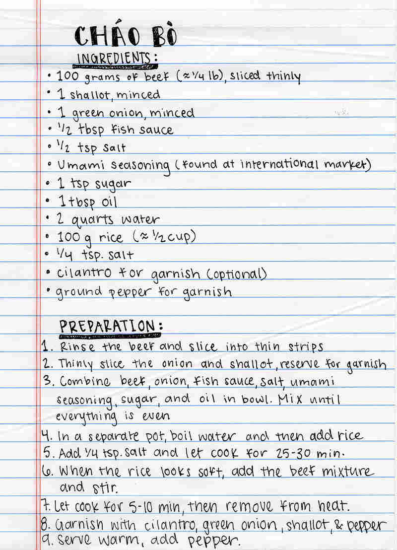Recipe for Chao Bo