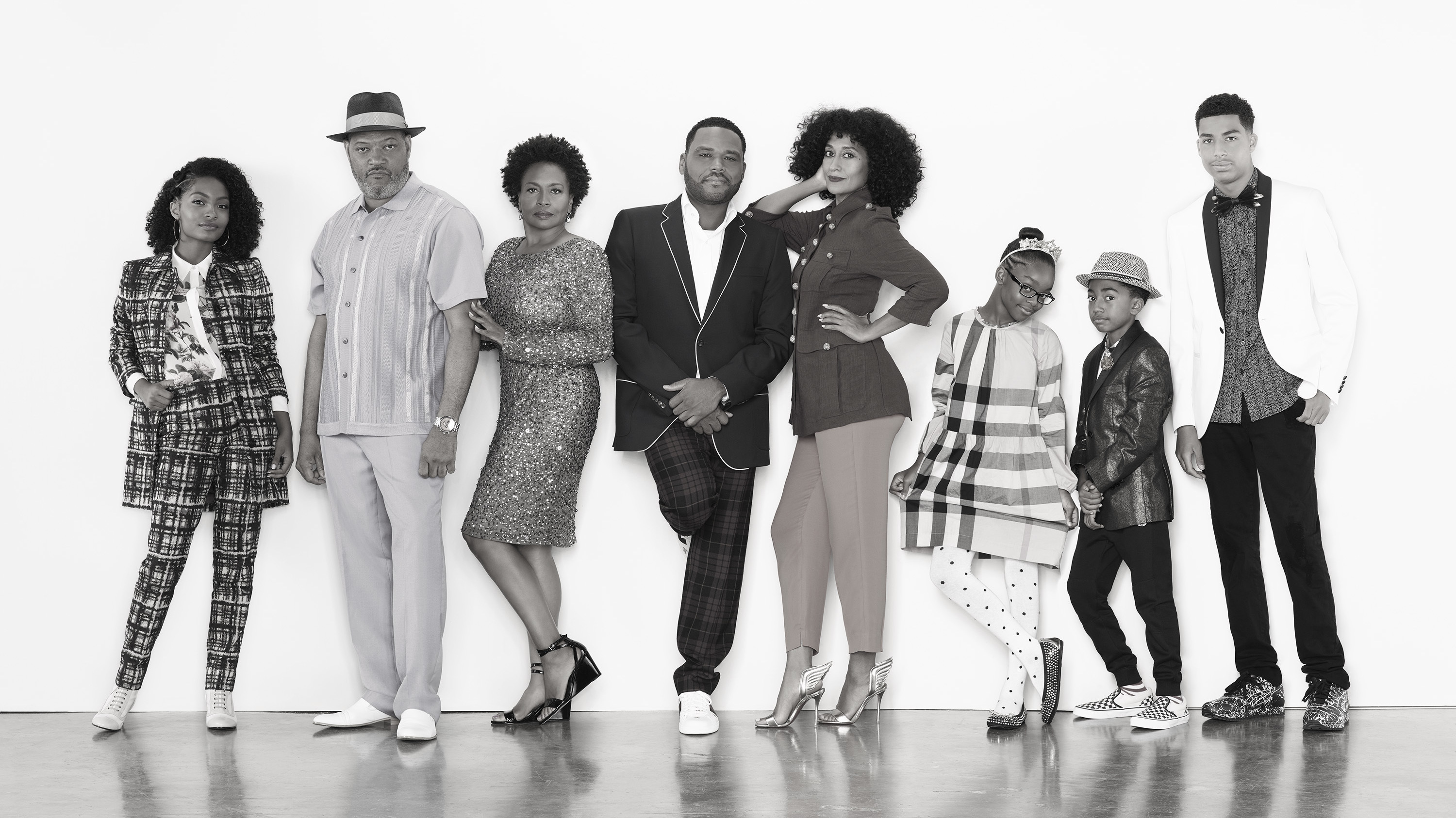 ABC's <em>Black-ish</em> stars Yara Shahidi, Laurence Fishburne, Jenifer Lewis, Anthony Anderson and Tracee Ellis Ross, Marsai Martin, Miles Brown and Marcus Scribner. (ABC)
