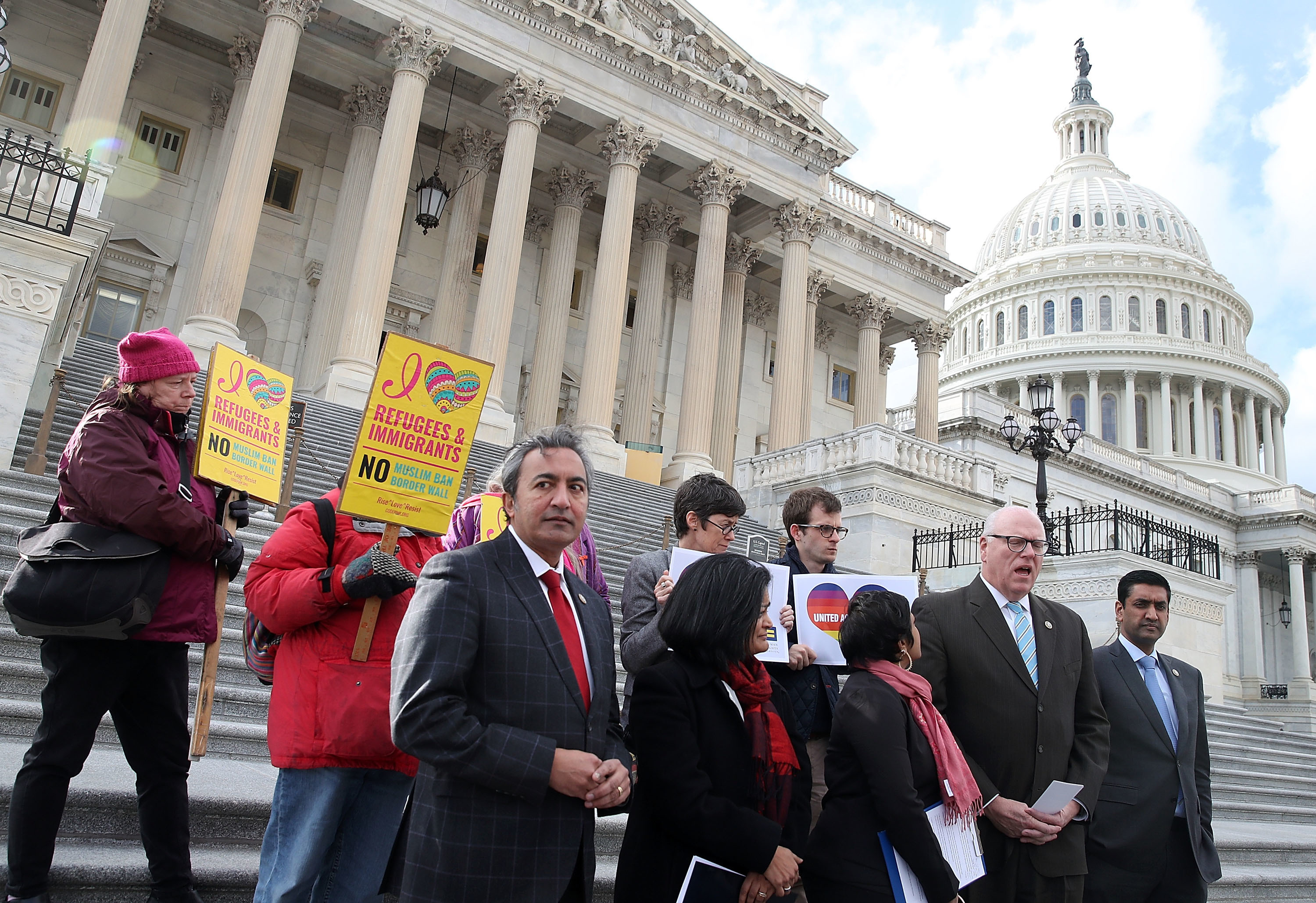 Members of Congress, including Rep. Joseph Crowley (second from right), participate in a vigil coordinated and sponsored by SAALT to honor and bring national attention to the victims of hate violence in South Asian, Sikh, Muslim and Arab-American communities across the country.