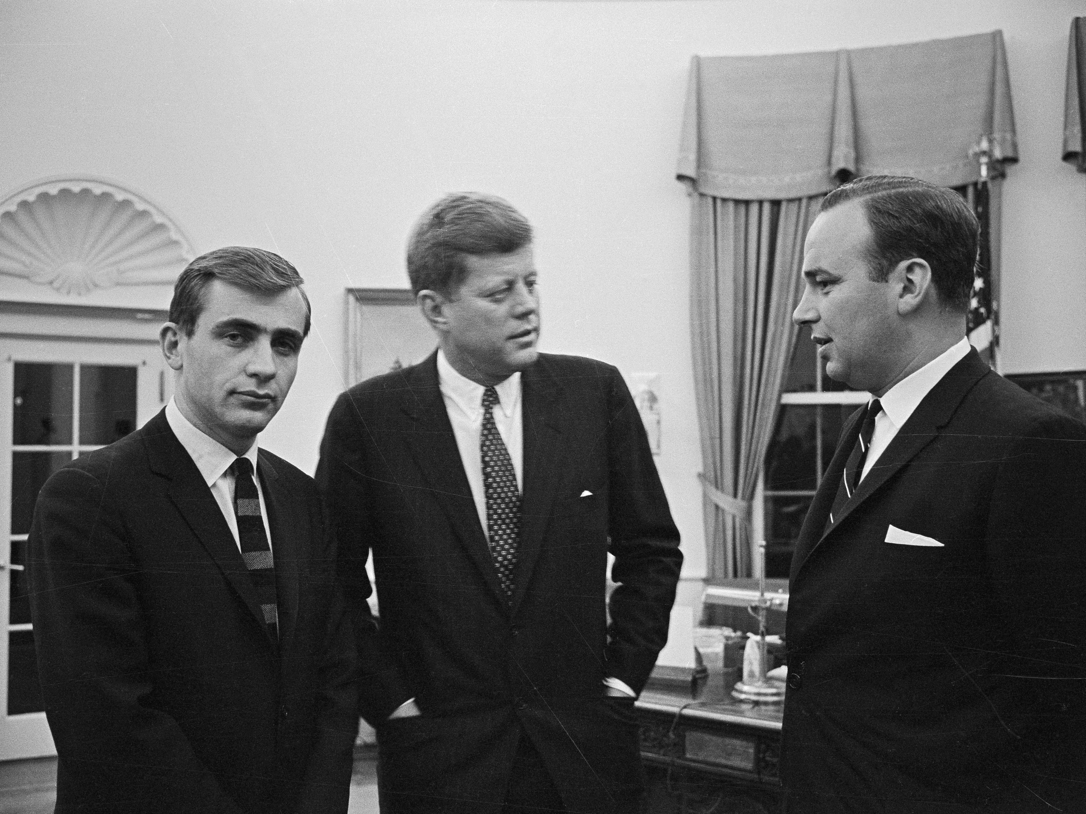 President John Kennedy meets with Rupert Murdoch in 1961. (Bettmann/Getty Images)