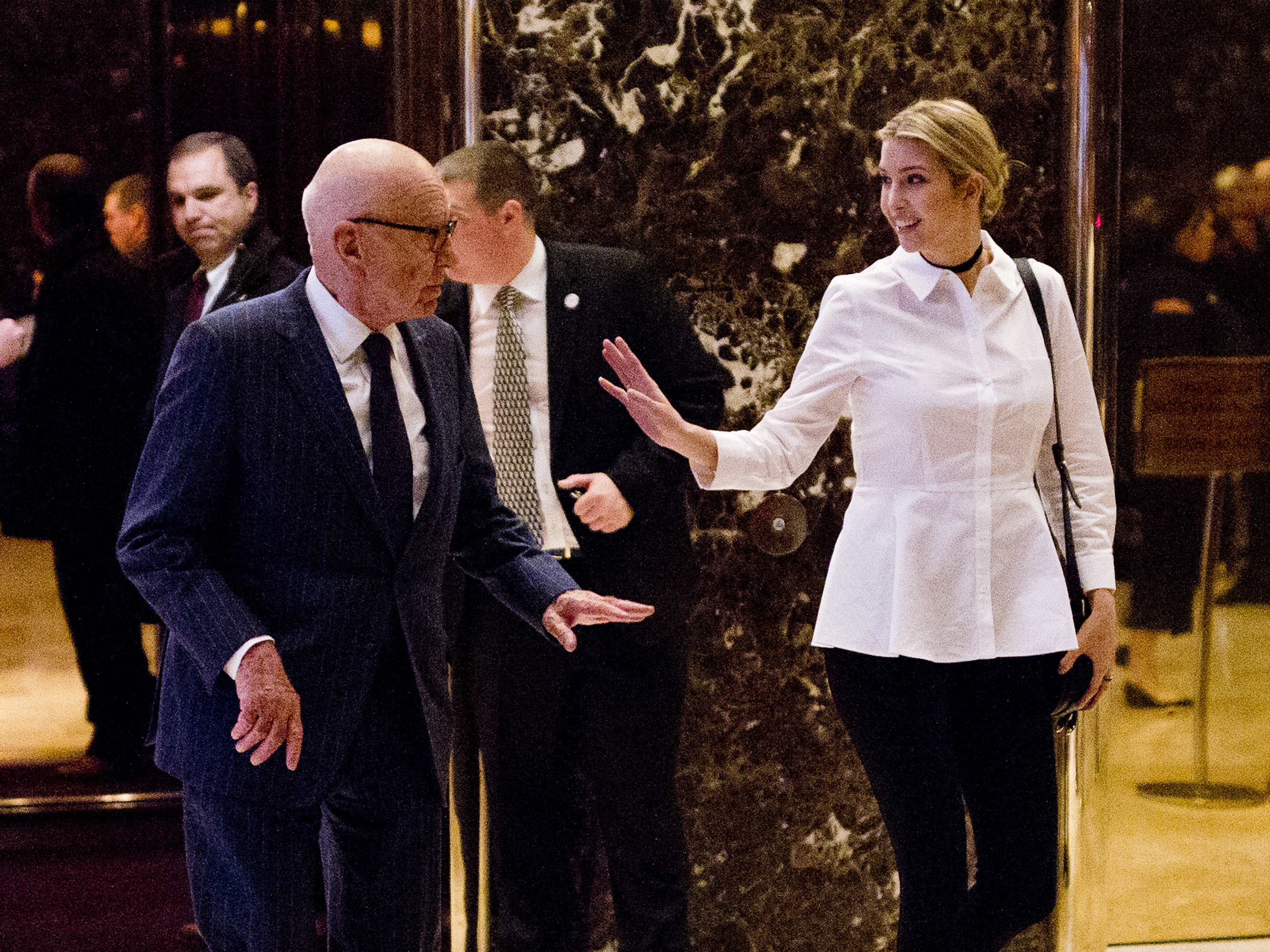 Rupert Murdoch and Ivanka Trump leave Trump Tower in New York City in mid-November last year. (Dominick Reuter/AFP/Getty Images)