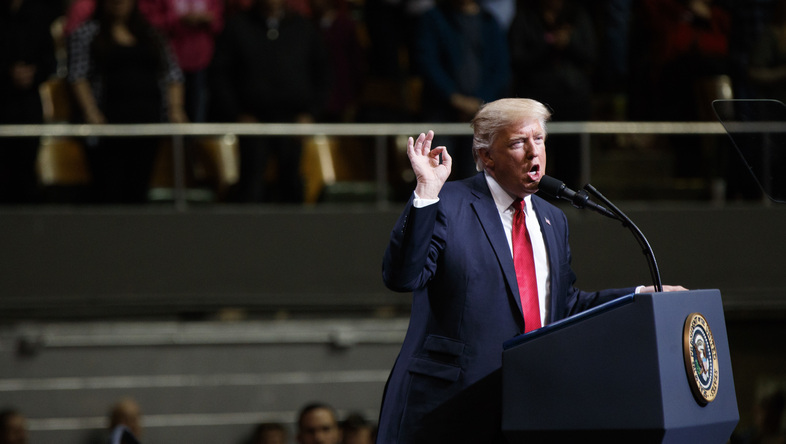 President Trump speaks during a rally on Wednesday in Nashville, Tenn., a day before his budget proposal was released. (Evan Vucci/AP)