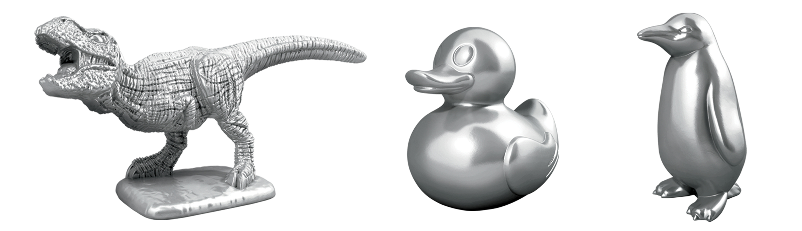 Monopoly announced that three tokens are joining the lineup: a T-Rex, a rubber ducky and a penguin. (Hasbro)