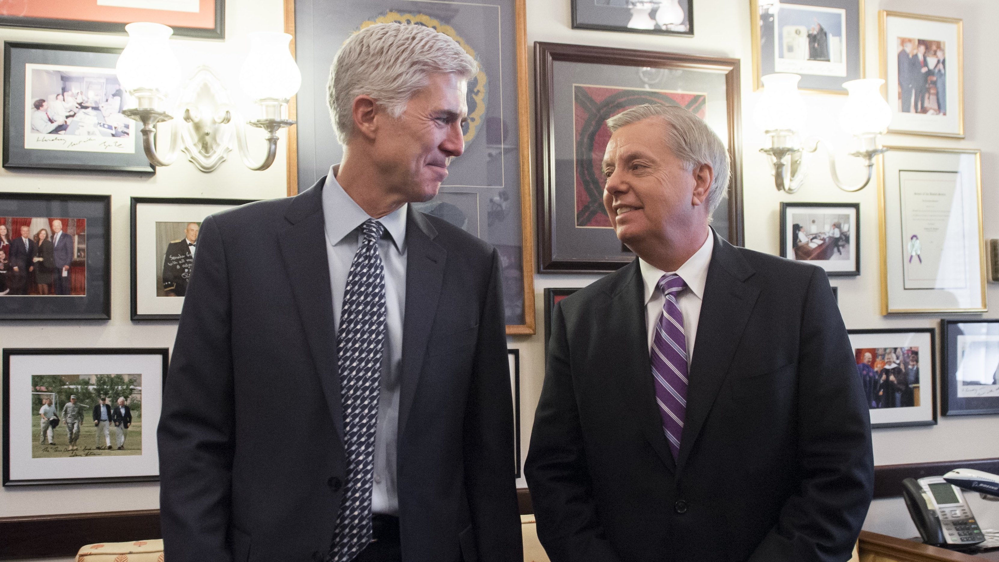 Judge Neil Gorsuch, pictured with Sen. Lindsey Graham, has met with 72 senators ahead of his confirmation hearings. (AFP/Getty Images)
