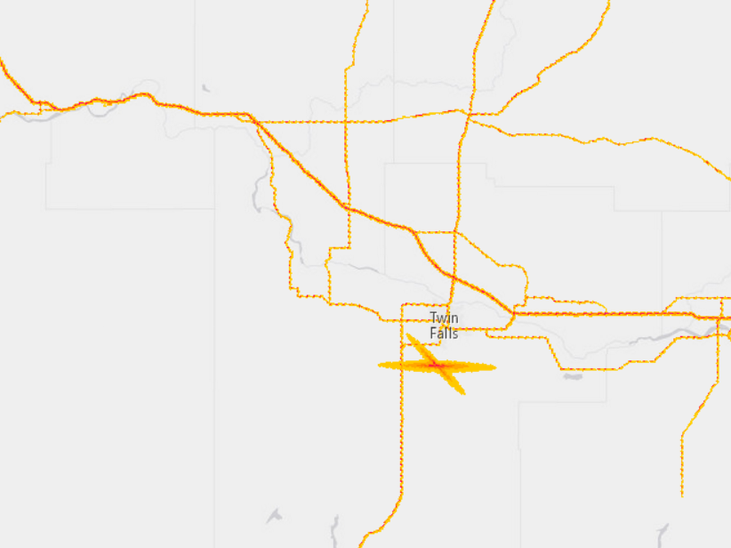 Twin Falls, Idaho.
(Bureau of Transportation Statistics/Screenshot by NPR)