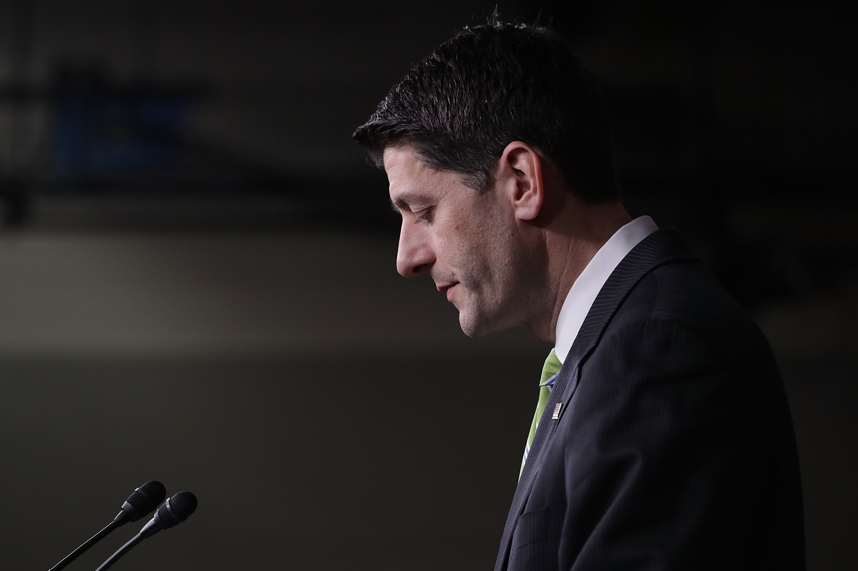 House Speaker Paul Ryan holds a news conference to announce that the Republican Party has decided not to vote on its health bill on Friday. &quot;We were close,&quot; he said, but the votes weren't there to pass it. (Getty Images)