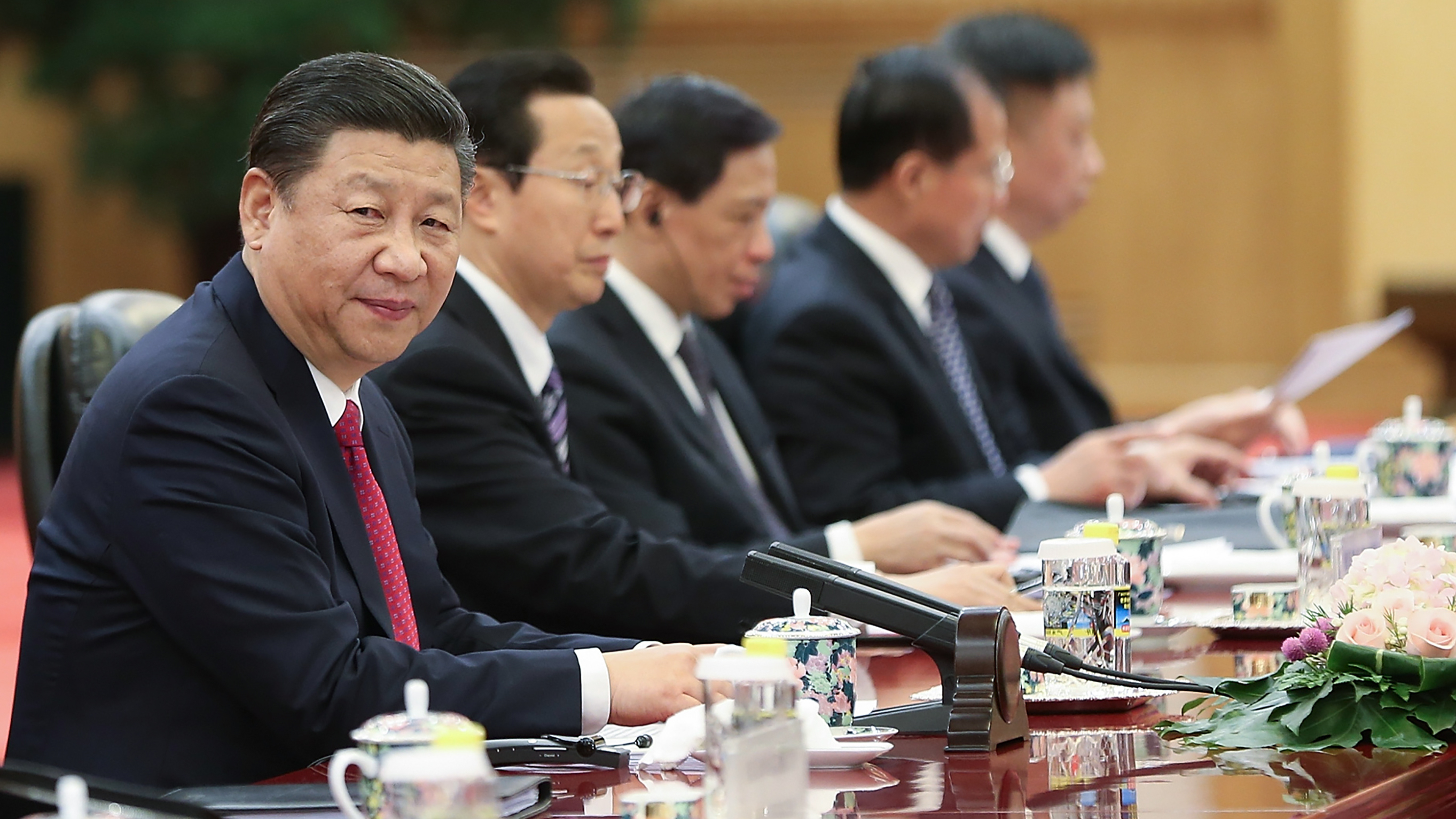 China's President Xi Jinping will visit President Trump in Palm Beach, Fla., on April 6 and 7. Xi is seen here during meetings in the Great Hall of the People in Beijing earlier this week. (AFP/Getty Images)