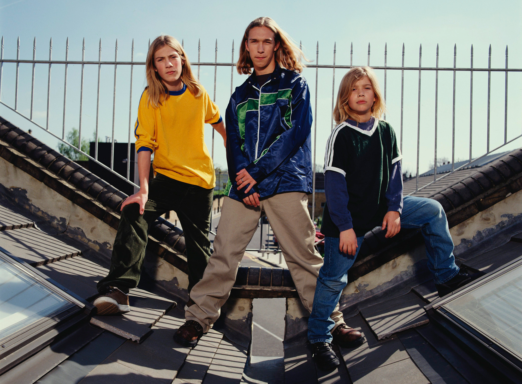 Members of the pop band Hanson pose for a group portrait on a roof in London in 1997. From left to right they are Taylor, Isaac and Zac Hanson. (Redferns/Getty Images)